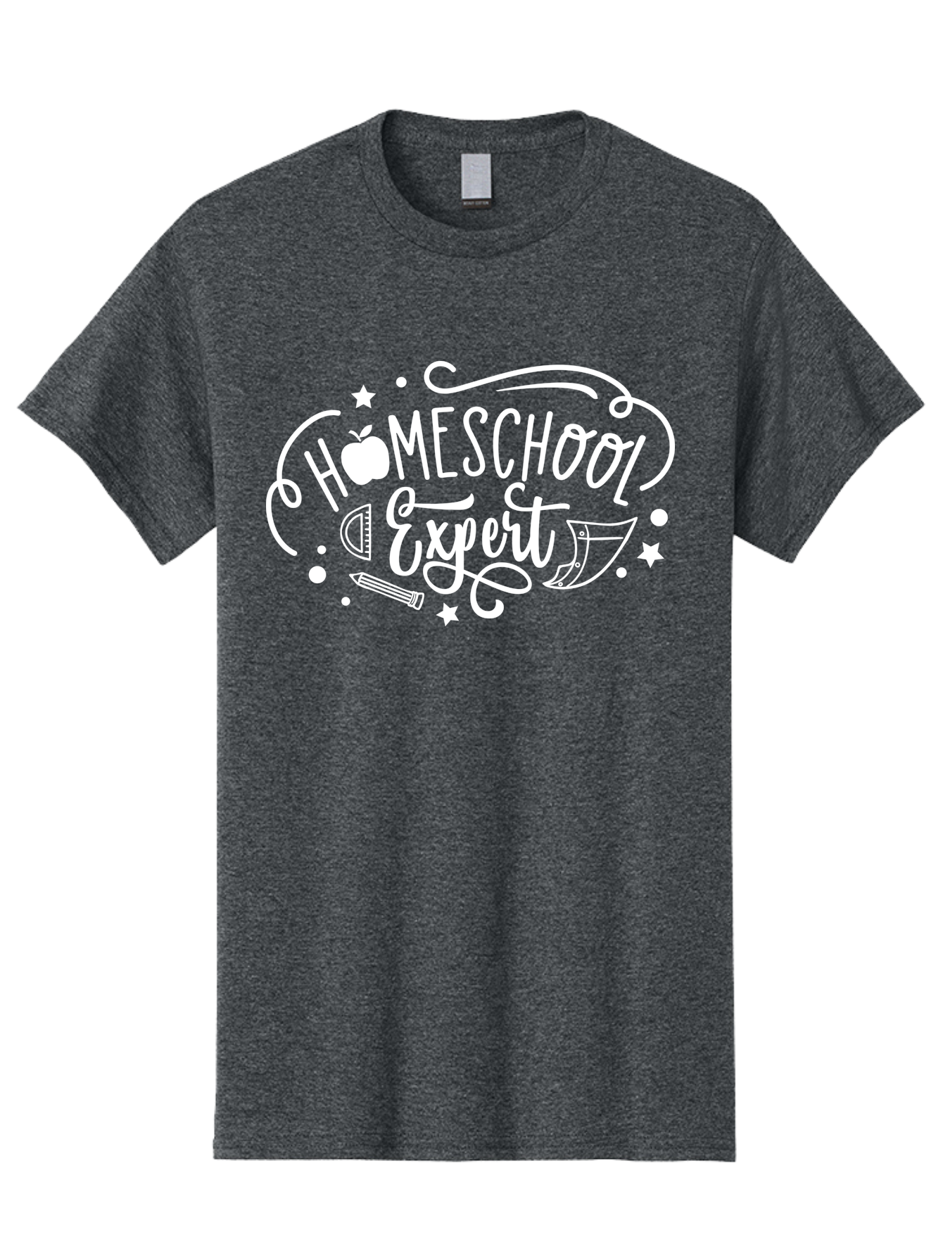 Homeschool-Expert-1 Men'S Graphic Tee, 100% Cotton, Comfortable Casual Summer Wear, Machine Washable, Homeschooling, Education, Learning, Teaching, Expert, School Supplies, Pencil, Apple, Megaphone, Homeschool Expert Aab336