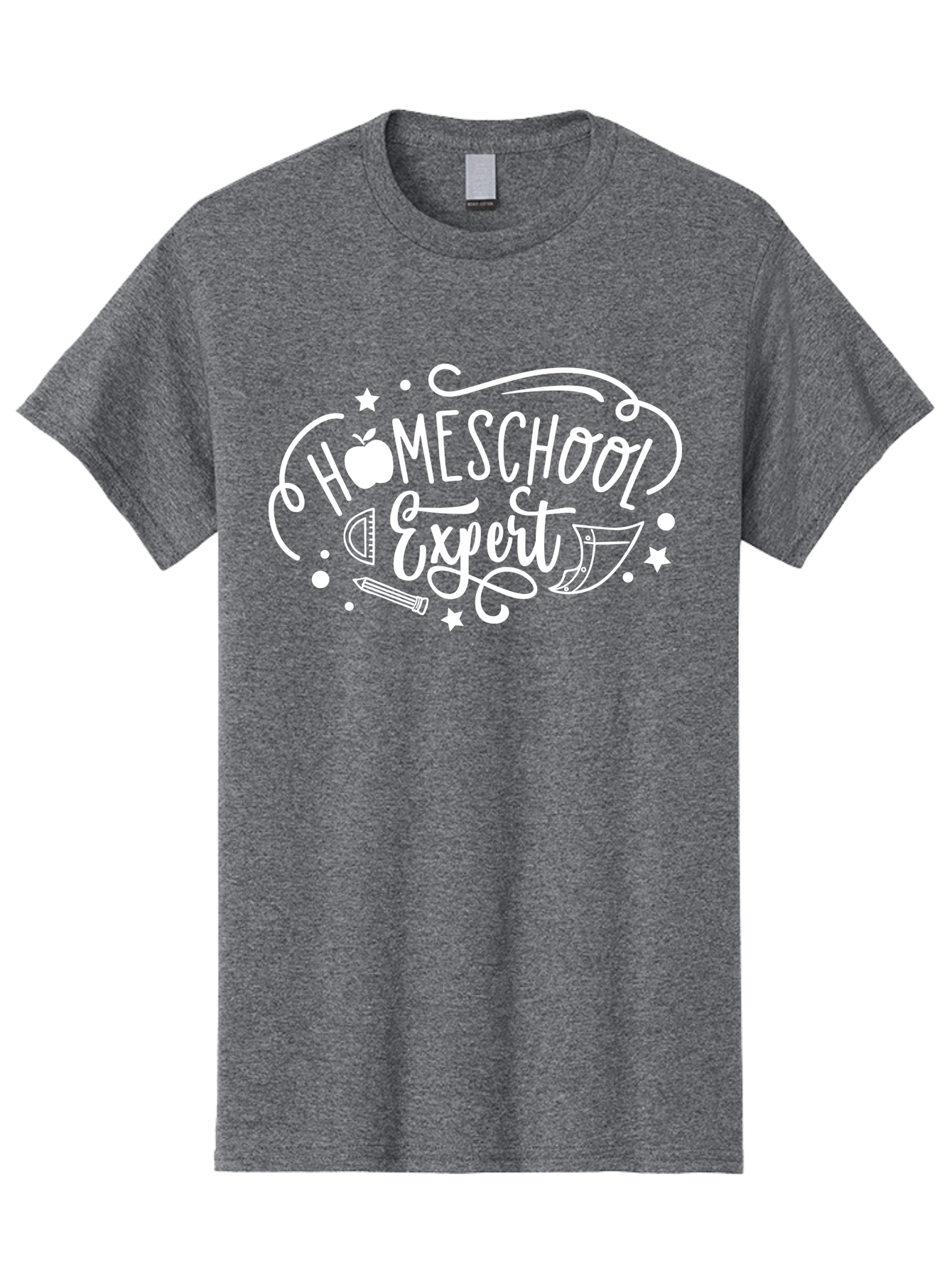 Homeschool-Expert-1 Men'S Graphic Tee, 100% Cotton, Comfortable Casual Summer Wear, Machine Washable, Homeschooling, Education, Learning, Teaching, Expert, School Supplies, Pencil, Apple, Megaphone, Homeschool Expert Aab336