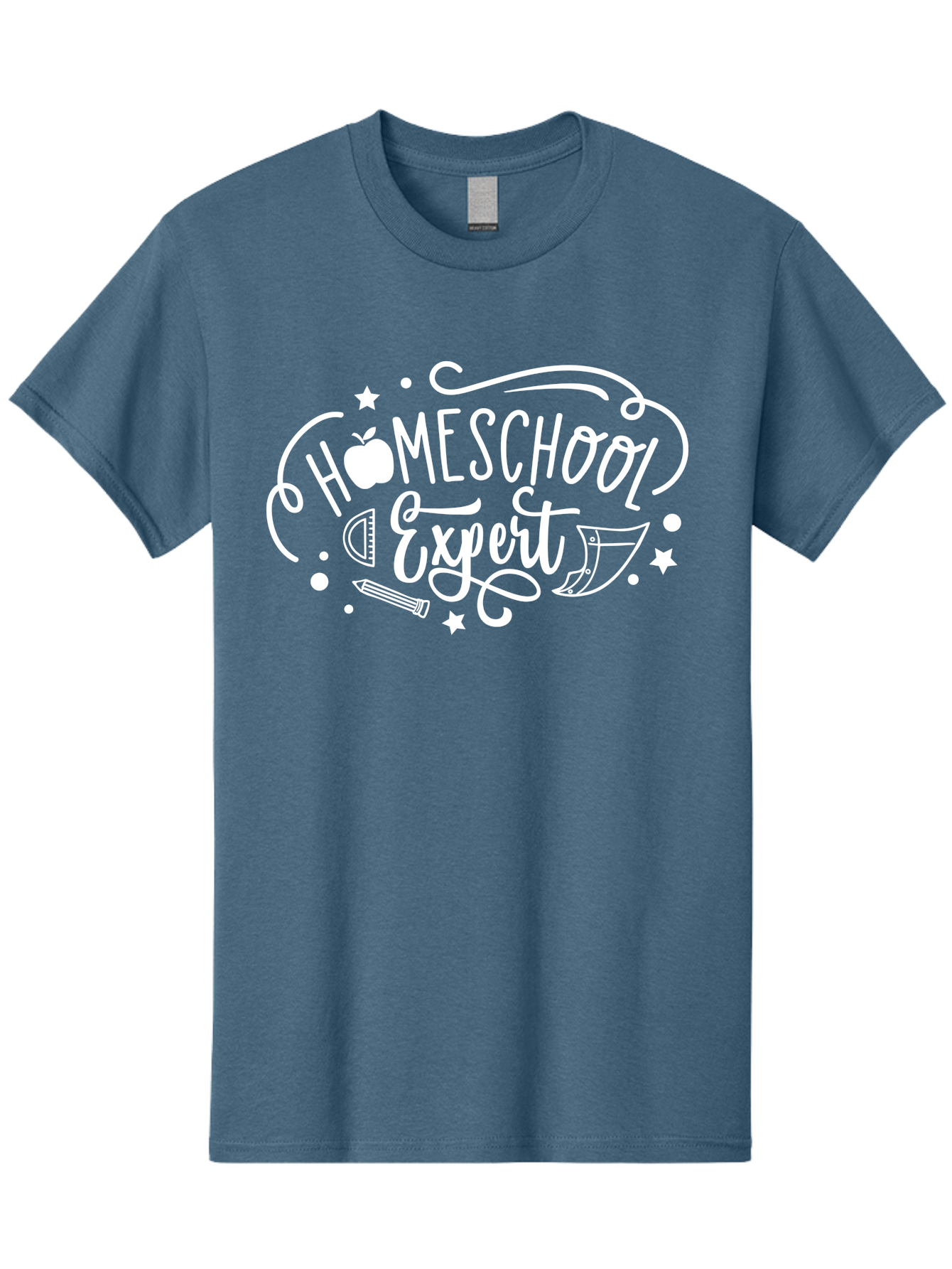 Homeschool-Expert-1 Men'S Graphic Tee, 100% Cotton, Comfortable Casual Summer Wear, Machine Washable, Homeschooling, Education, Learning, Teaching, Expert, School Supplies, Pencil, Apple, Megaphone, Homeschool Expert Aab336