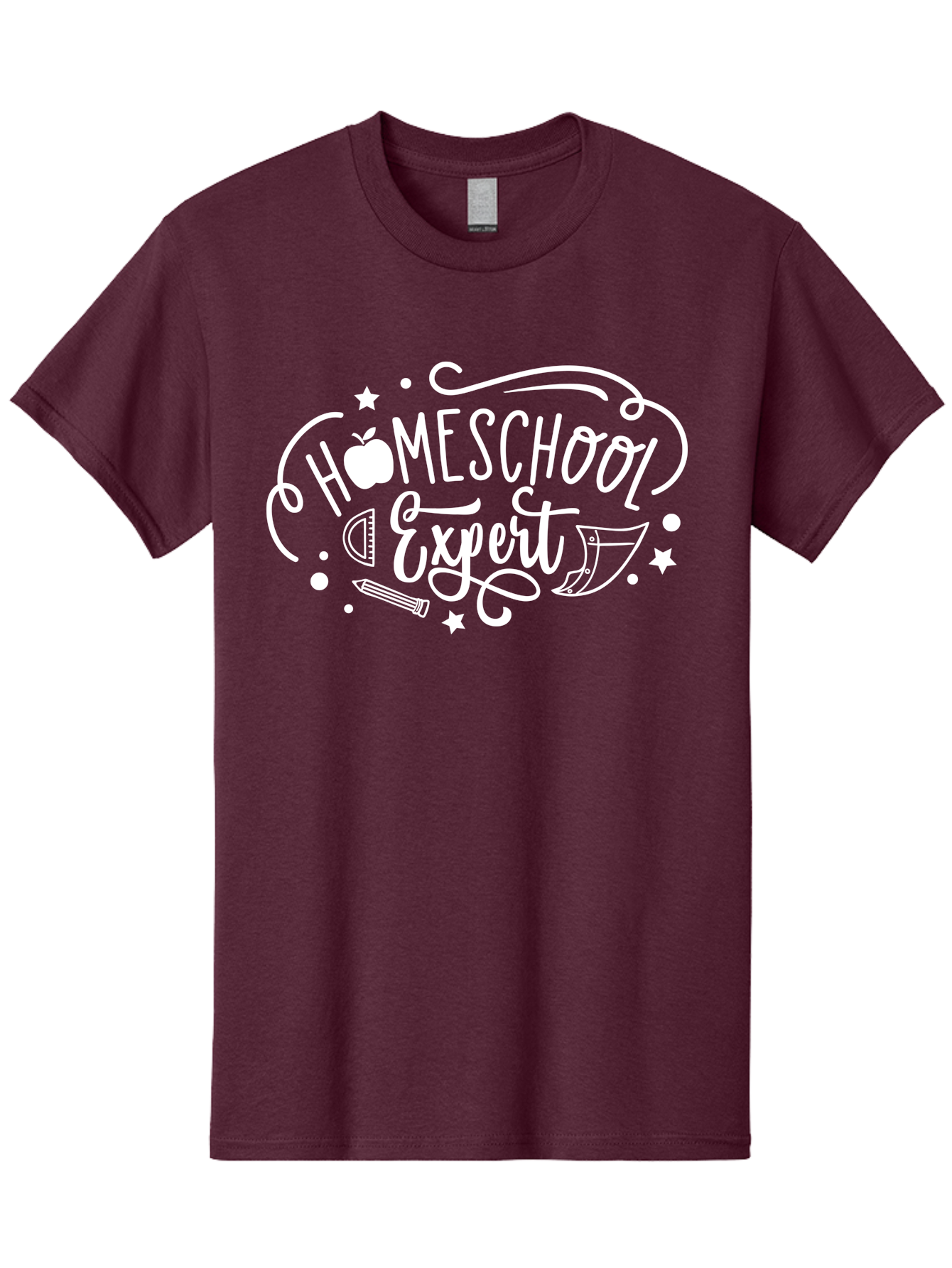 Homeschool-Expert-1 Men'S Graphic Tee, 100% Cotton, Comfortable Casual Summer Wear, Machine Washable, Homeschooling, Education, Learning, Teaching, Expert, School Supplies, Pencil, Apple, Megaphone, Homeschool Expert Aab336