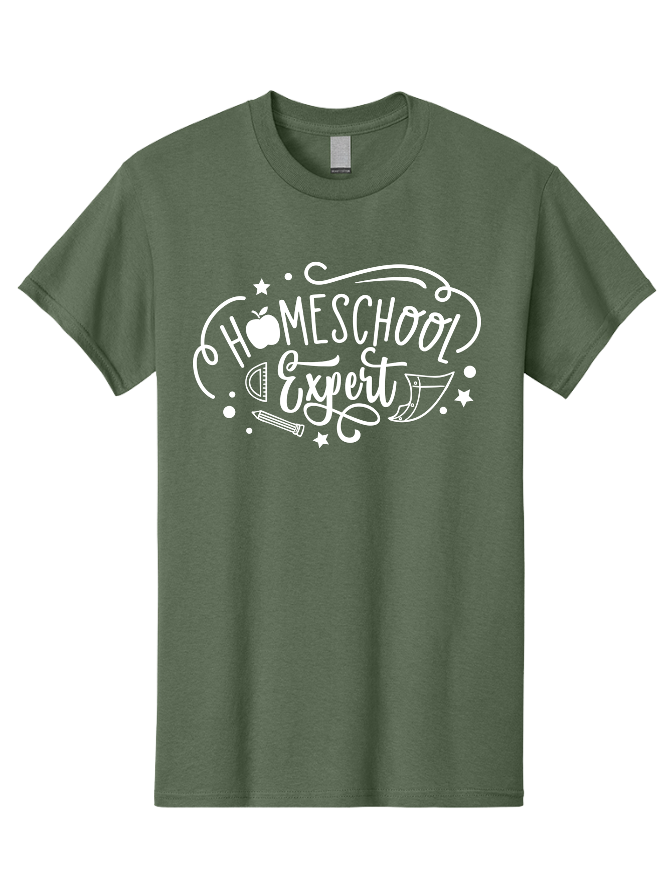 Homeschool-Expert-1 Men'S Graphic Tee, 100% Cotton, Comfortable Casual Summer Wear, Machine Washable, Homeschooling, Education, Learning, Teaching, Expert, School Supplies, Pencil, Apple, Megaphone, Homeschool Expert Aab336