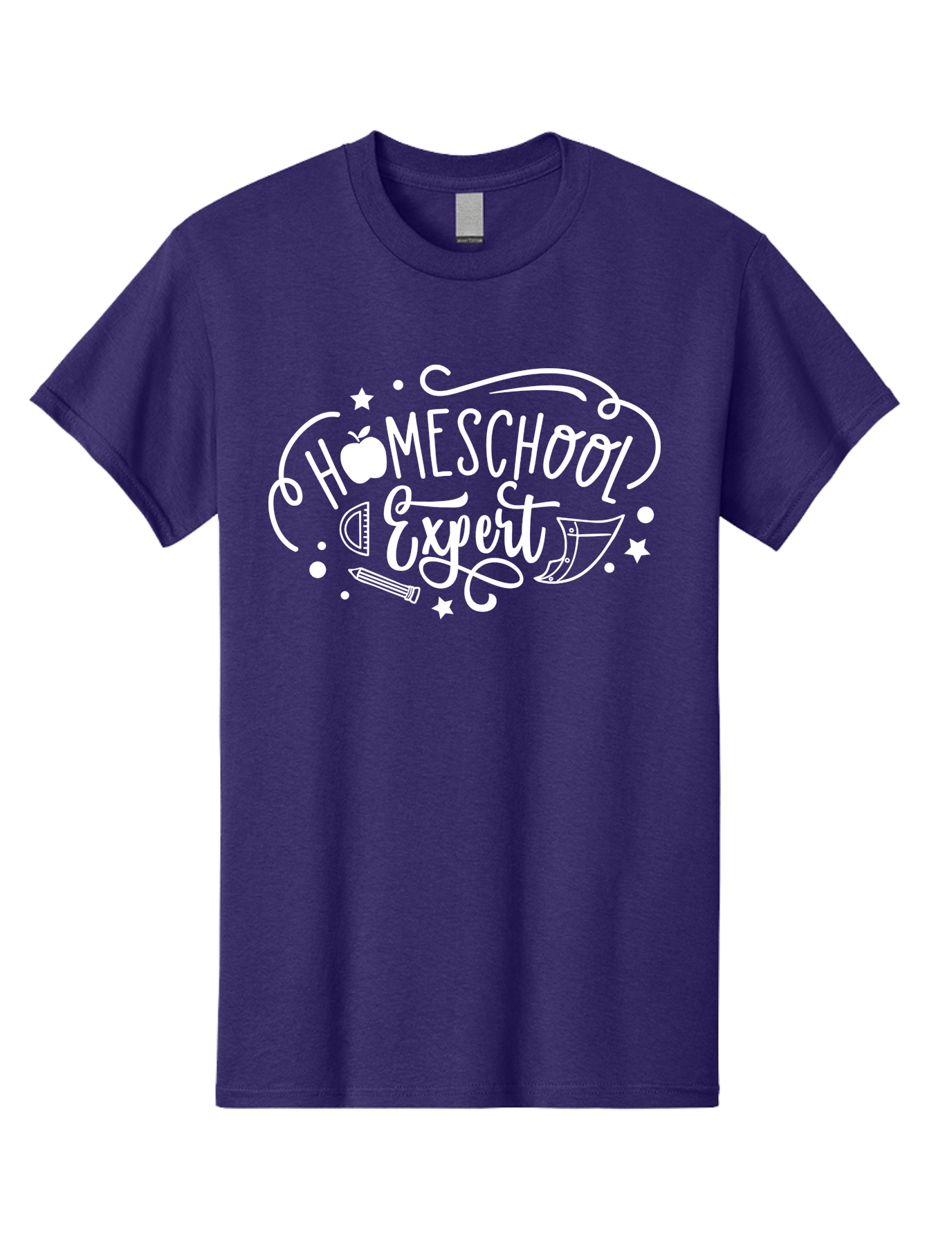 Homeschool-Expert-1 Men'S Graphic Tee, 100% Cotton, Comfortable Casual Summer Wear, Machine Washable, Homeschooling, Education, Learning, Teaching, Expert, School Supplies, Pencil, Apple, Megaphone, Homeschool Expert Aab336