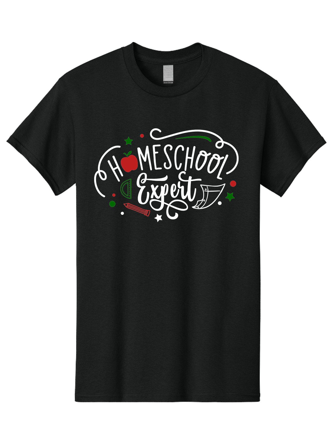 Homeschool-Expert-2 Men'S Graphic Tee, 100% Cotton, Comfortable Casual Summer Wear, Machine Washable, Homeschooling, Education, Learning, Teaching, Apple, Pencil, Ruler, Education Expert, Homeschool Expert, Online Learning, Aab337