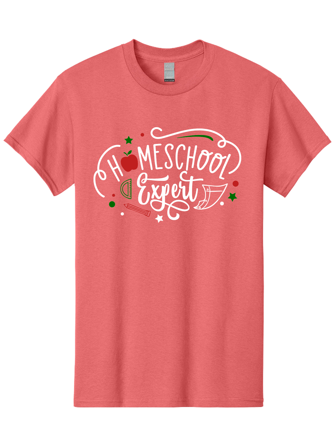 Homeschool-Expert-2 Men'S Graphic Tee, 100% Cotton, Comfortable Casual Summer Wear, Machine Washable, Homeschooling, Education, Learning, Teaching, Apple, Pencil, Ruler, Education Expert, Homeschool Expert, Online Learning, Aab337
