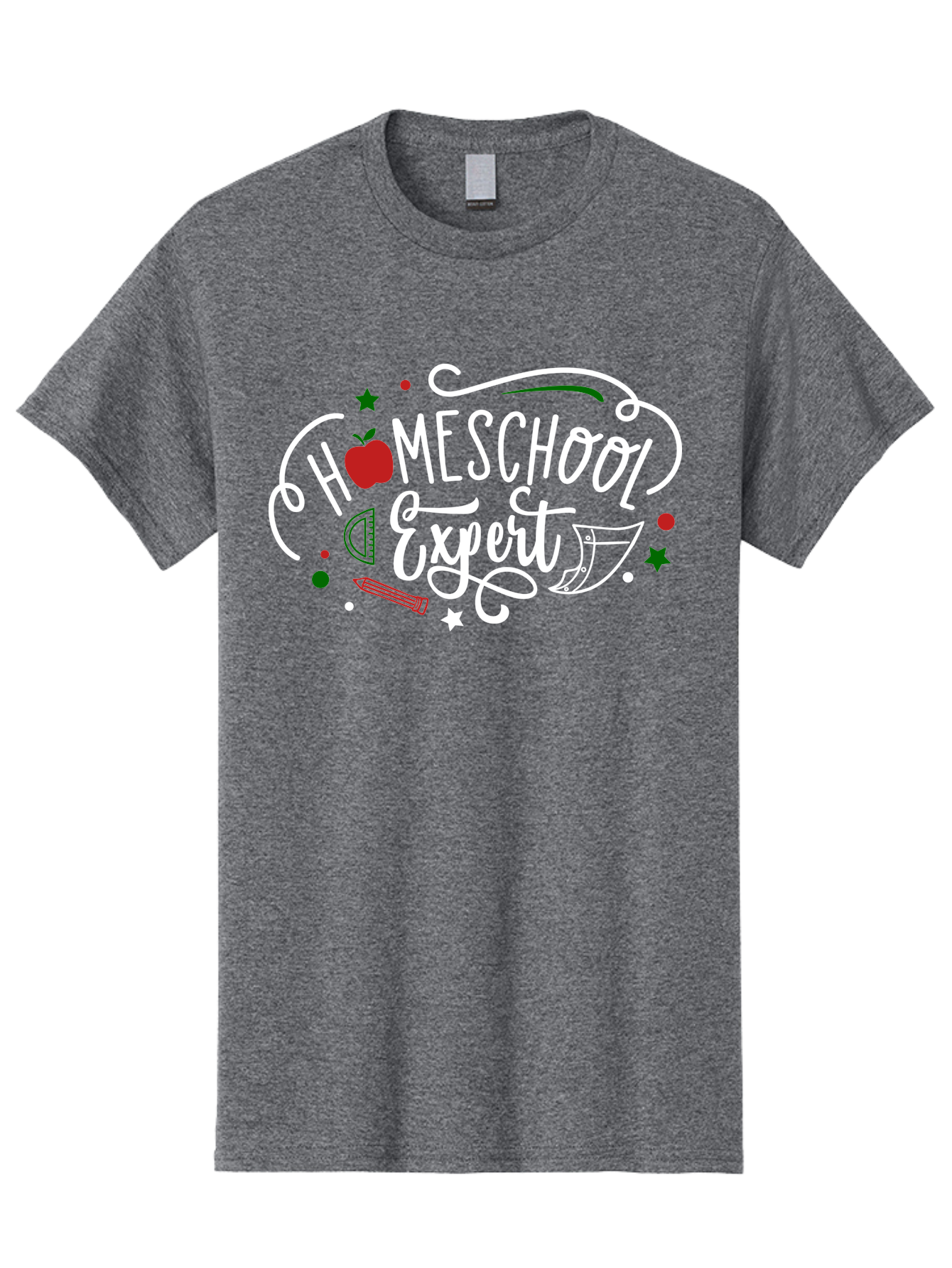Homeschool-Expert-2 Men'S Graphic Tee, 100% Cotton, Comfortable Casual Summer Wear, Machine Washable, Homeschooling, Education, Learning, Teaching, Apple, Pencil, Ruler, Education Expert, Homeschool Expert, Online Learning, Aab337