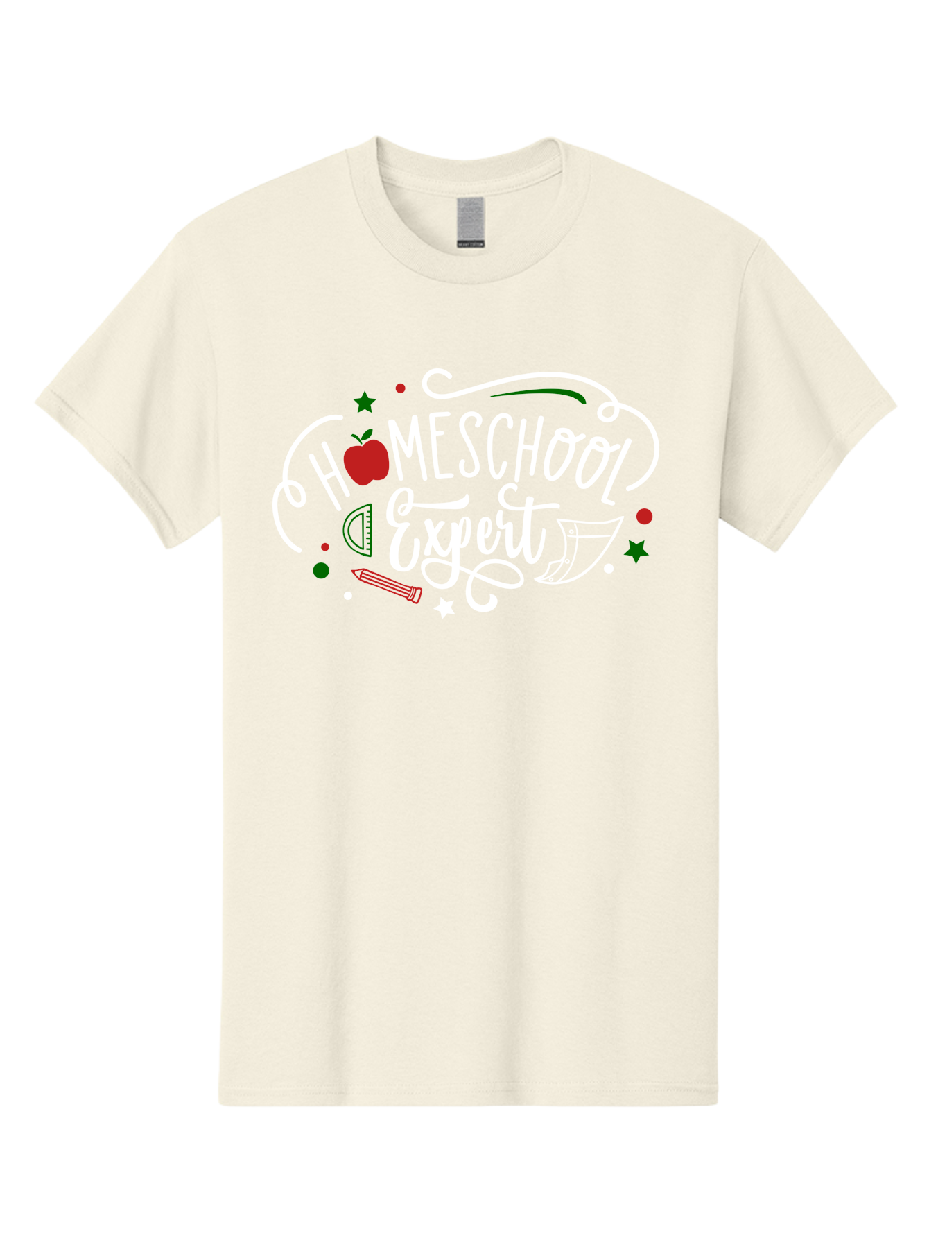Homeschool-Expert-2 Men'S Graphic Tee, 100% Cotton, Comfortable Casual Summer Wear, Machine Washable, Homeschooling, Education, Learning, Teaching, Apple, Pencil, Ruler, Education Expert, Homeschool Expert, Online Learning, Aab337