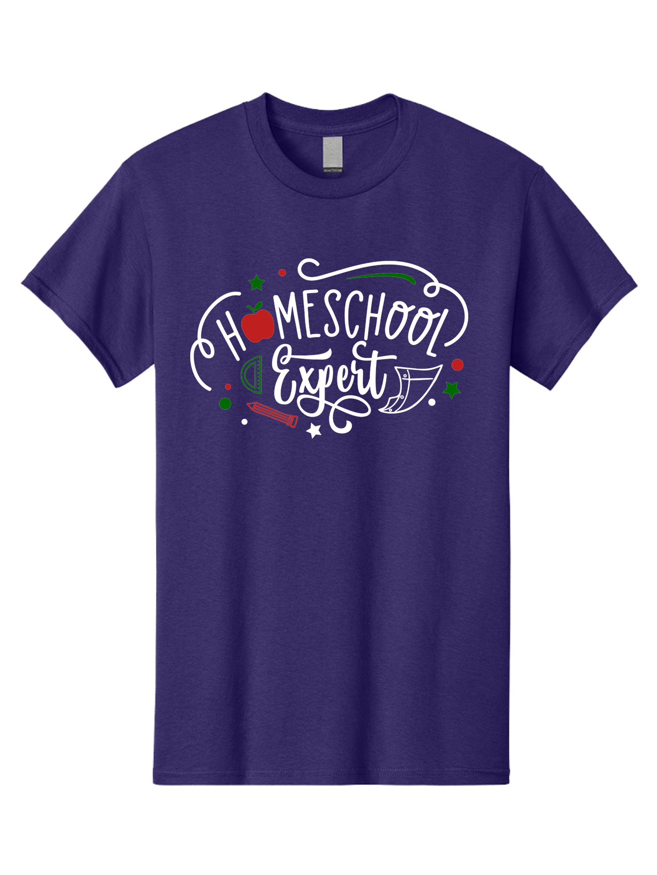 Homeschool-Expert-2 Men'S Graphic Tee, 100% Cotton, Comfortable Casual Summer Wear, Machine Washable, Homeschooling, Education, Learning, Teaching, Apple, Pencil, Ruler, Education Expert, Homeschool Expert, Online Learning, Aab337