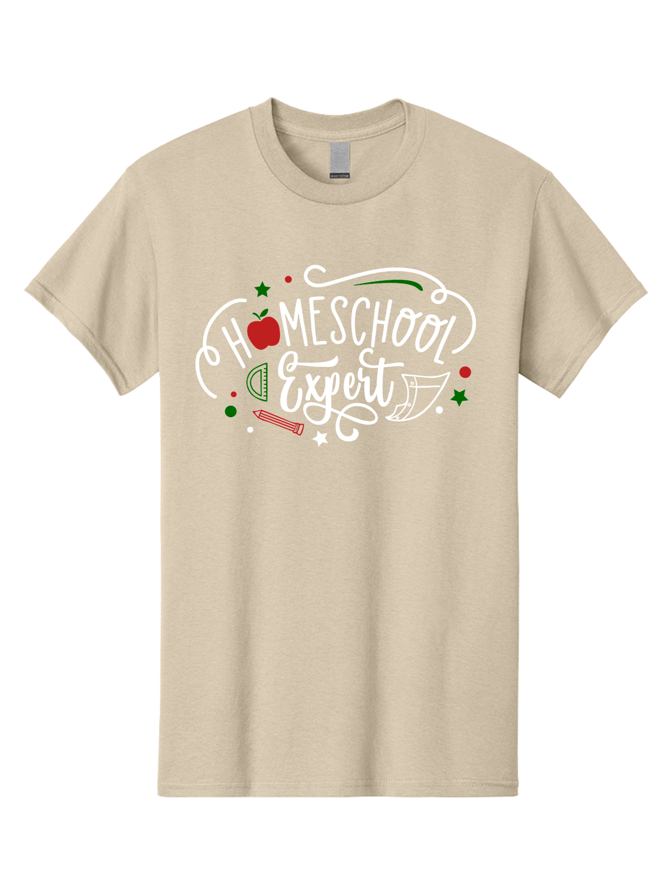 Homeschool-Expert-2 Men'S Graphic Tee, 100% Cotton, Comfortable Casual Summer Wear, Machine Washable, Homeschooling, Education, Learning, Teaching, Apple, Pencil, Ruler, Education Expert, Homeschool Expert, Online Learning, Aab337