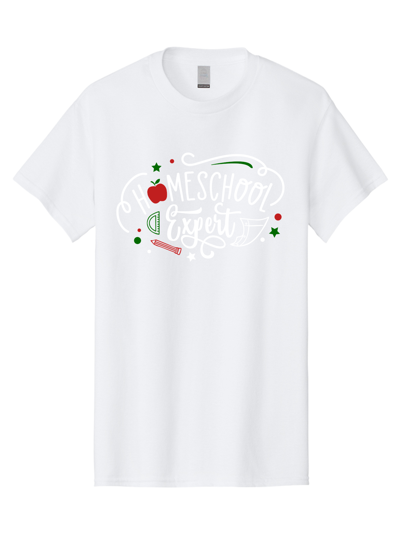 Homeschool-Expert-2 Men'S Graphic Tee, 100% Cotton, Comfortable Casual Summer Wear, Machine Washable, Homeschooling, Education, Learning, Teaching, Apple, Pencil, Ruler, Education Expert, Homeschool Expert, Online Learning, Aab337
