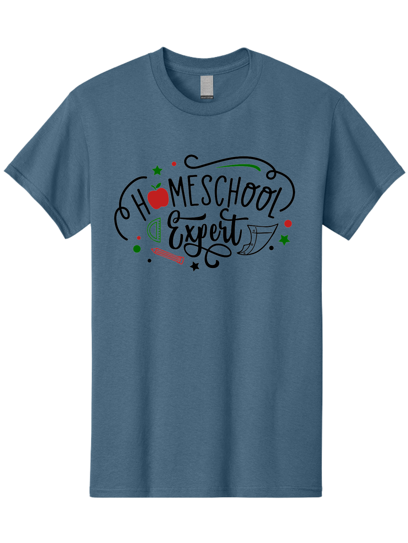 Homeschool-Expert-3 Men'S Graphic Tee, 100% Cotton, Comfortable Casual Summer Wear, Machine Washable, Homeschool Expert, Learning Resources, Educational Tools, Apple For Teacher, Pencils, Stars, Swirls, Creative Learning, Homeschooling, Aab338