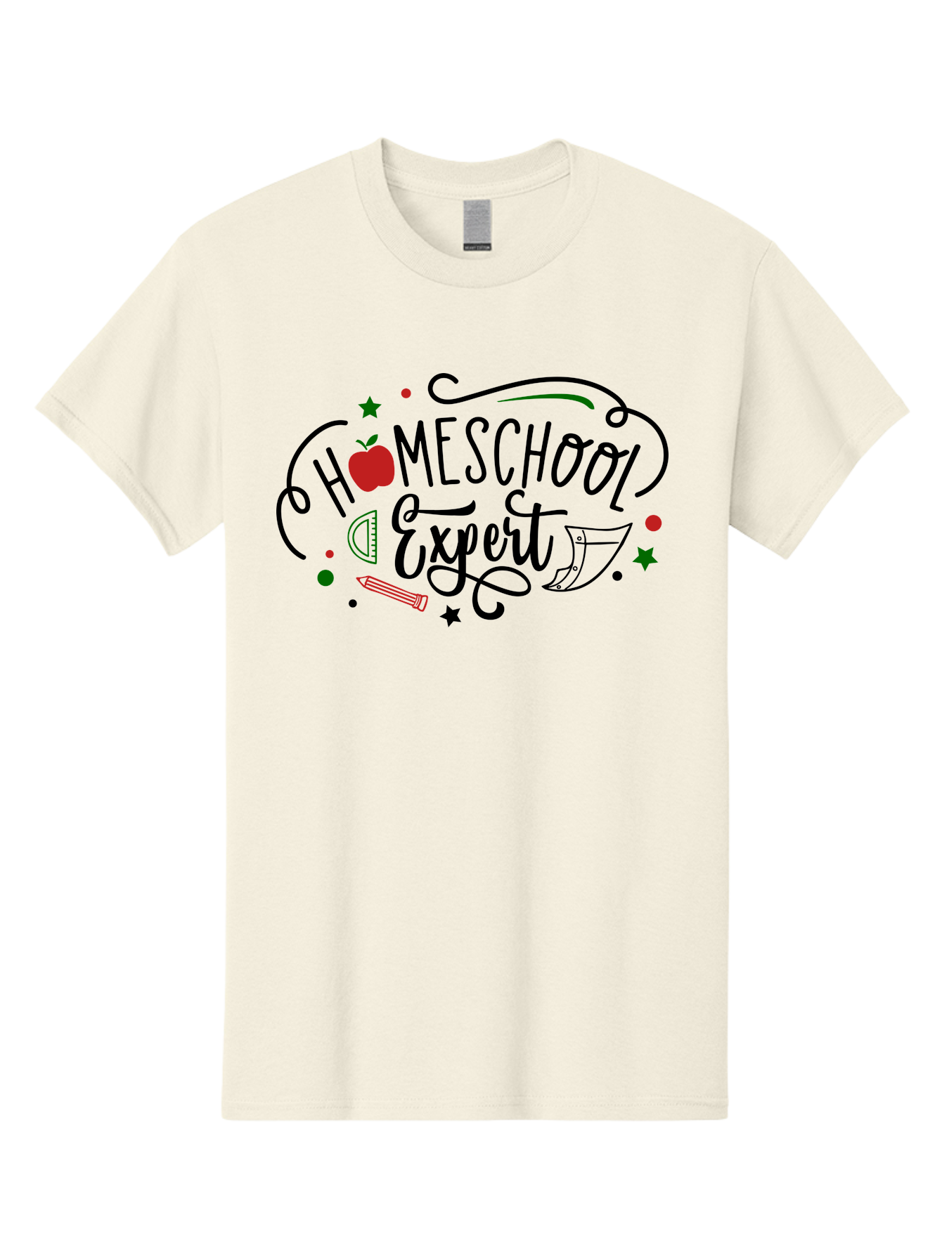 Homeschool-Expert-3 Men'S Graphic Tee, 100% Cotton, Comfortable Casual Summer Wear, Machine Washable, Homeschool Expert, Learning Resources, Educational Tools, Apple For Teacher, Pencils, Stars, Swirls, Creative Learning, Homeschooling, Aab338