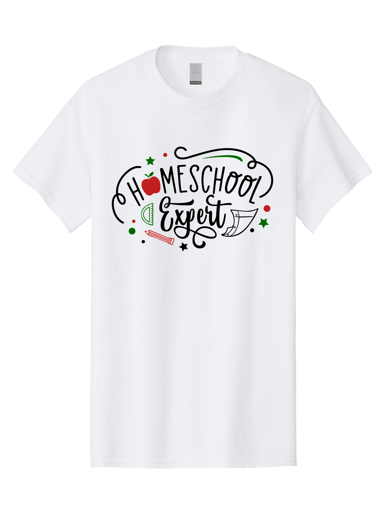 Homeschool-Expert-3 Men'S Graphic Tee, 100% Cotton, Comfortable Casual Summer Wear, Machine Washable, Homeschool Expert, Learning Resources, Educational Tools, Apple For Teacher, Pencils, Stars, Swirls, Creative Learning, Homeschooling, Aab338