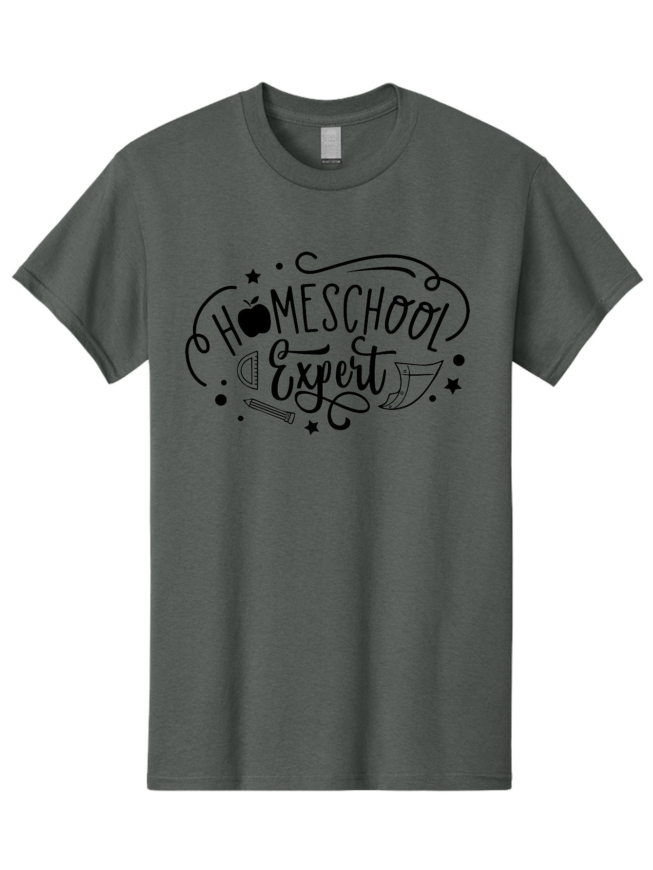Homeschool-Expert Men'S Graphic Tee, 100% Cotton, Comfortable Casual Summer Wear, Machine Washable, Homeschool Expert, Educational Graphics, School Supplies, Apple Symbol, Pencil Illustration, Ruler Design, Creative Learning, Aab339