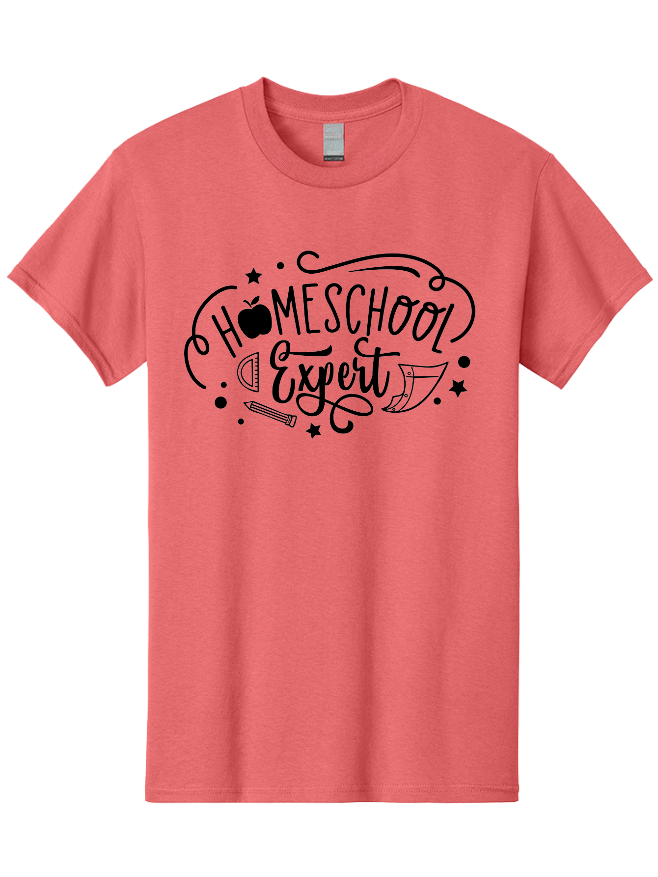 Homeschool-Expert Men'S Graphic Tee, 100% Cotton, Comfortable Casual Summer Wear, Machine Washable, Homeschool Expert, Educational Graphics, School Supplies, Apple Symbol, Pencil Illustration, Ruler Design, Creative Learning, Aab339