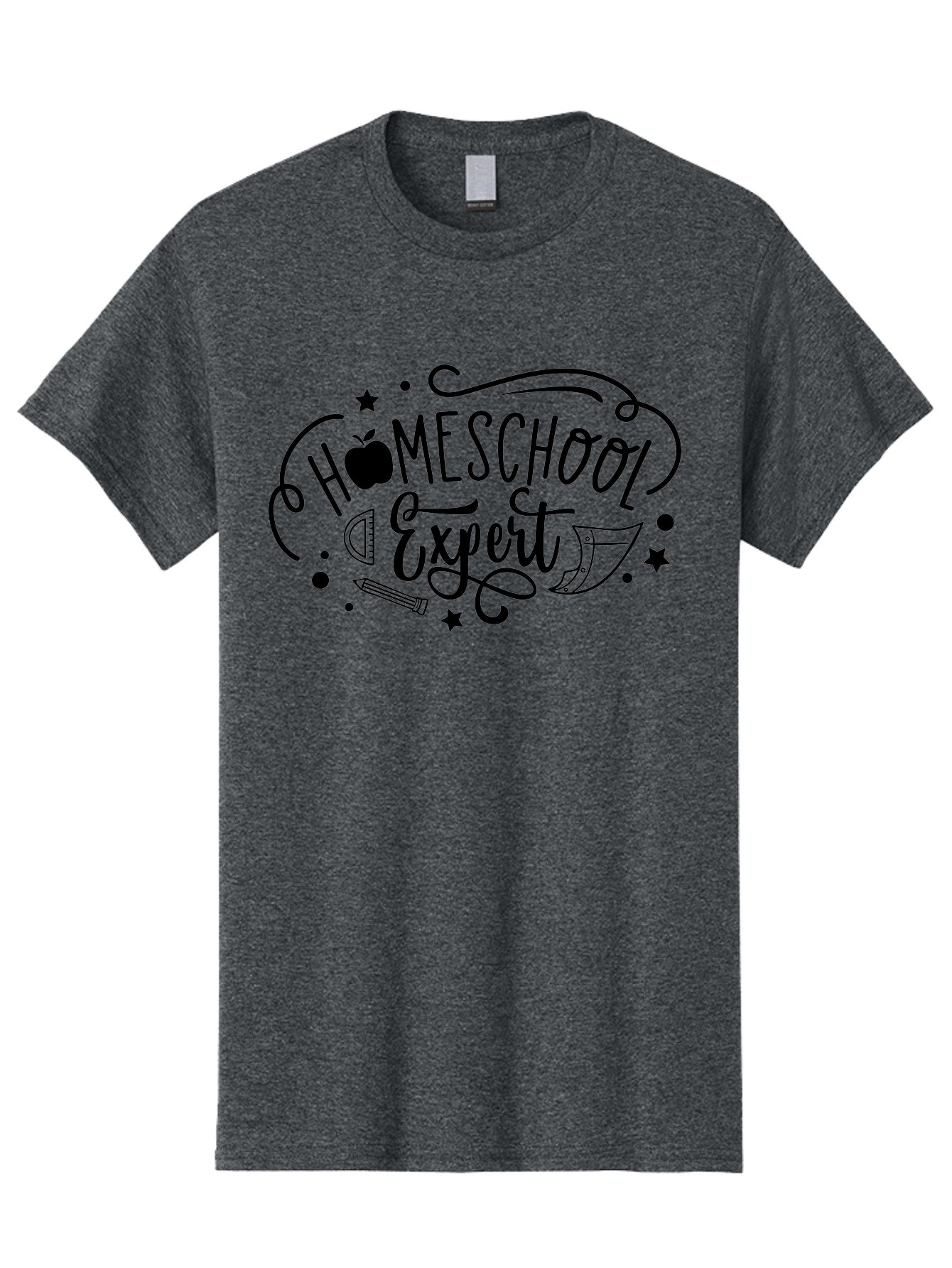 Homeschool-Expert Men'S Graphic Tee, 100% Cotton, Comfortable Casual Summer Wear, Machine Washable, Homeschool Expert, Educational Graphics, School Supplies, Apple Symbol, Pencil Illustration, Ruler Design, Creative Learning, Aab339