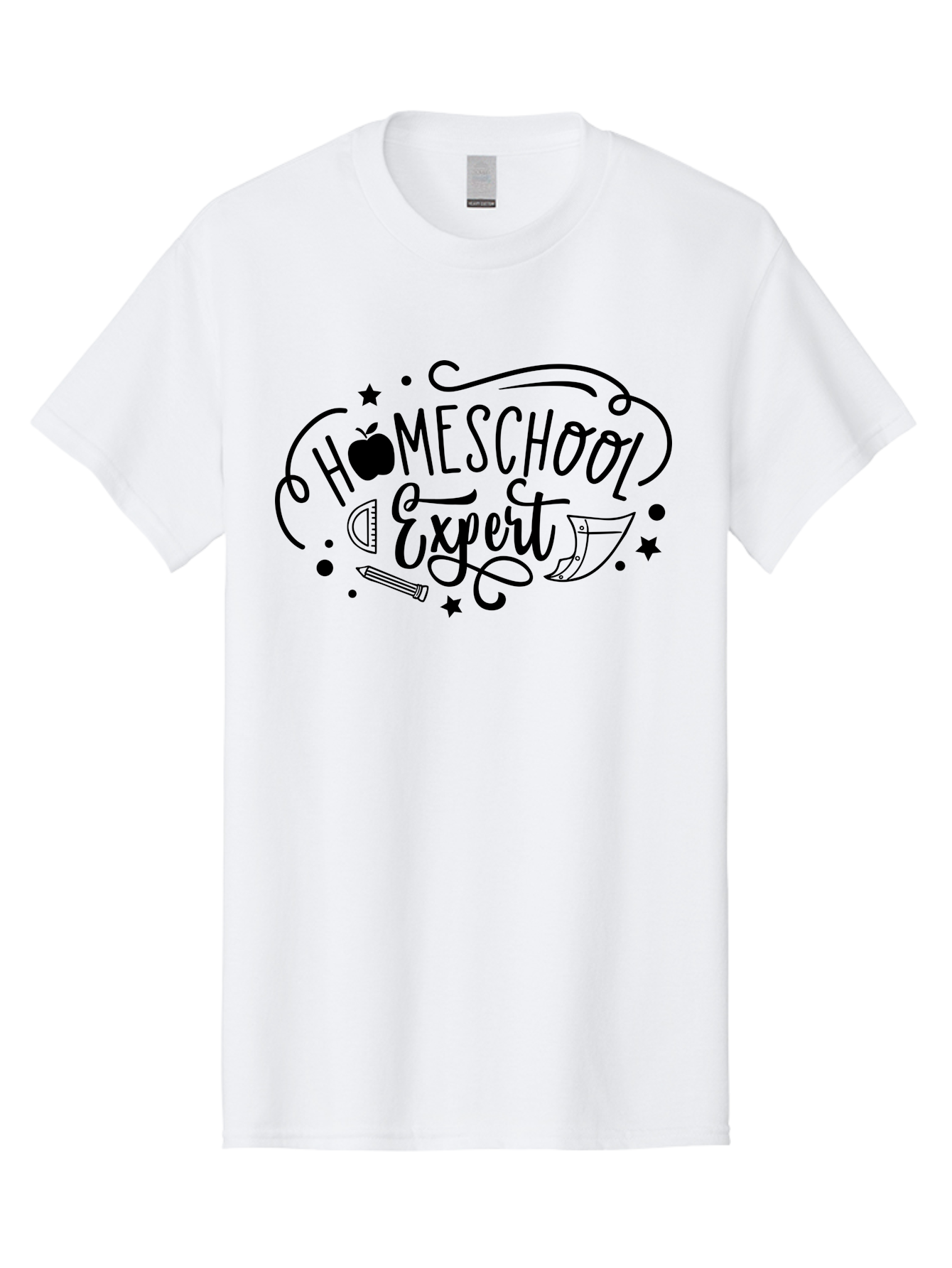 Homeschool-Expert Men'S Graphic Tee, 100% Cotton, Comfortable Casual Summer Wear, Machine Washable, Homeschool Expert, Educational Graphics, School Supplies, Apple Symbol, Pencil Illustration, Ruler Design, Creative Learning, Aab339