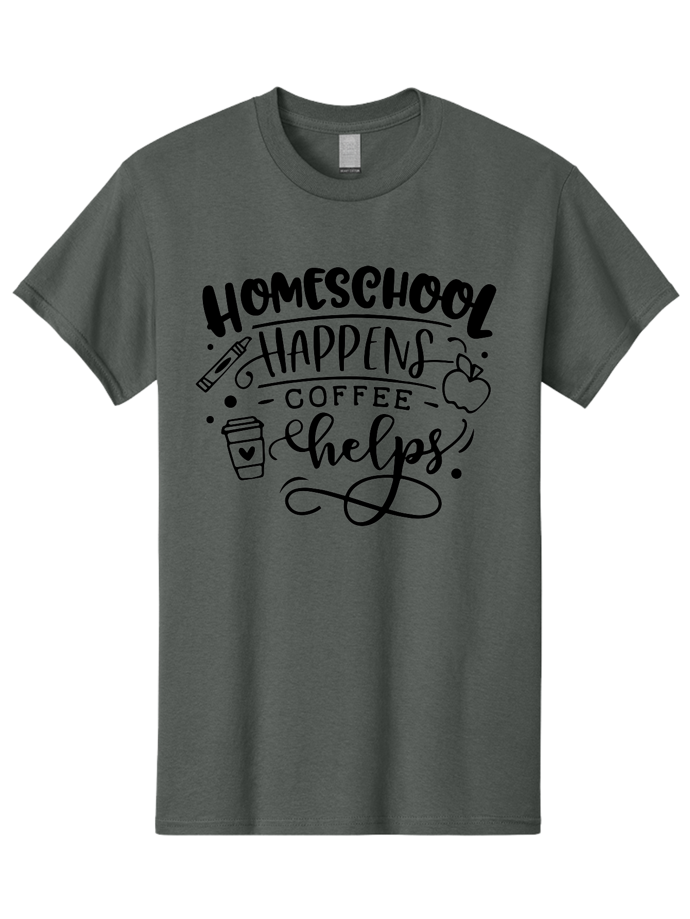 Homeschool-Happens-Coffee-Helps-1 Men'S Graphic Tee, 100% Cotton, Comfortable Casual Summer Wear, Machine Washable, Homeschooling, Coffee Culture, Educational Quotes, Inspirational Sayings, Homeschool Parents, Coffee Lovers, Funny Quotes, Aab340