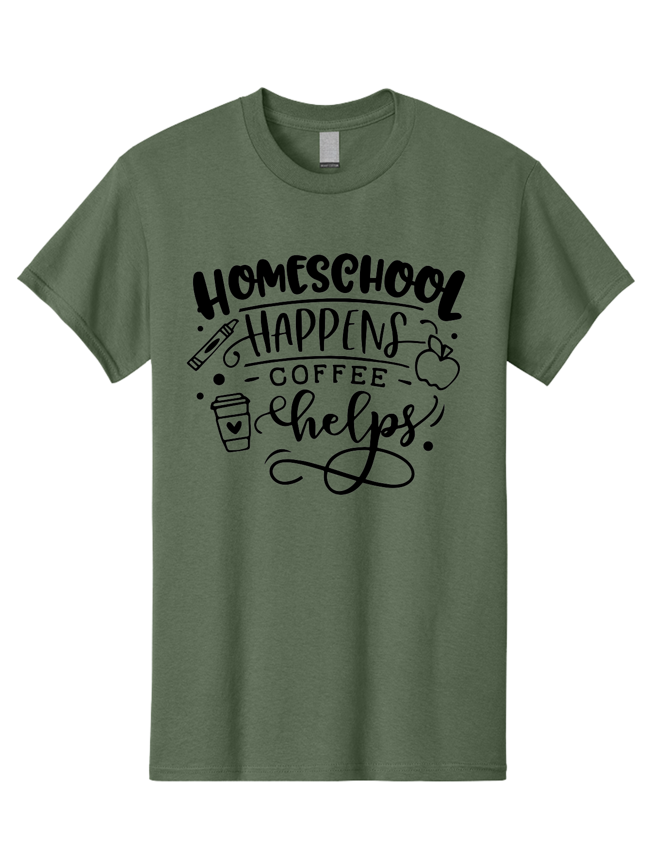 Homeschool-Happens-Coffee-Helps-1 Men'S Graphic Tee, 100% Cotton, Comfortable Casual Summer Wear, Machine Washable, Homeschooling, Coffee Culture, Educational Quotes, Inspirational Sayings, Homeschool Parents, Coffee Lovers, Funny Quotes, Aab340
