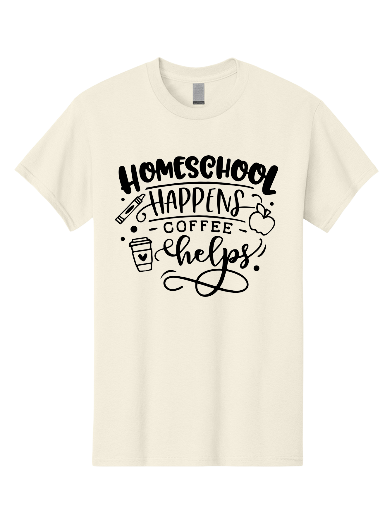 Homeschool-Happens-Coffee-Helps-1 Men'S Graphic Tee, 100% Cotton, Comfortable Casual Summer Wear, Machine Washable, Homeschooling, Coffee Culture, Educational Quotes, Inspirational Sayings, Homeschool Parents, Coffee Lovers, Funny Quotes, Aab340