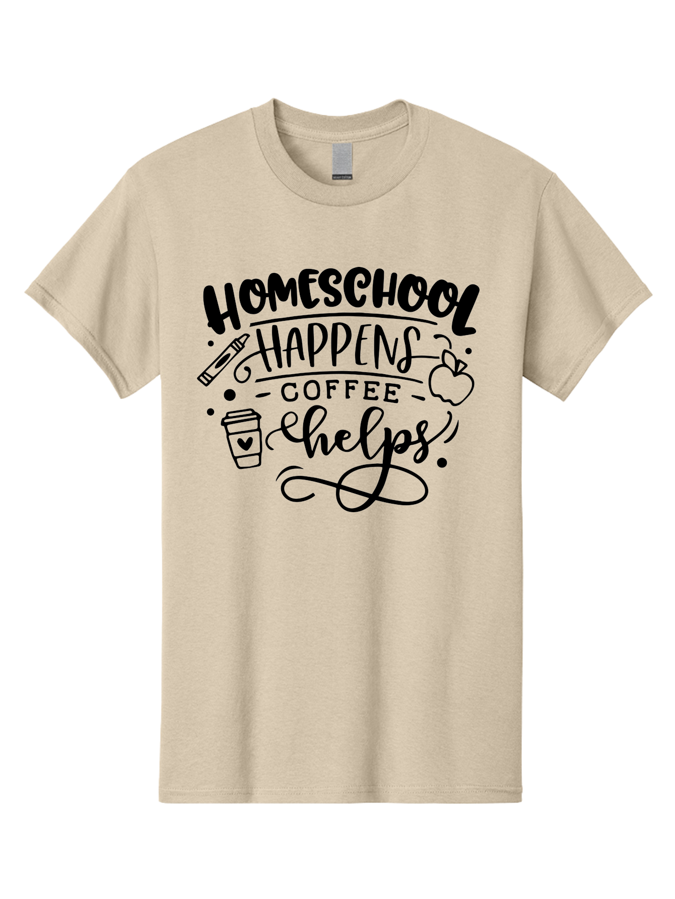 Homeschool-Happens-Coffee-Helps-1 Men'S Graphic Tee, 100% Cotton, Comfortable Casual Summer Wear, Machine Washable, Homeschooling, Coffee Culture, Educational Quotes, Inspirational Sayings, Homeschool Parents, Coffee Lovers, Funny Quotes, Aab340