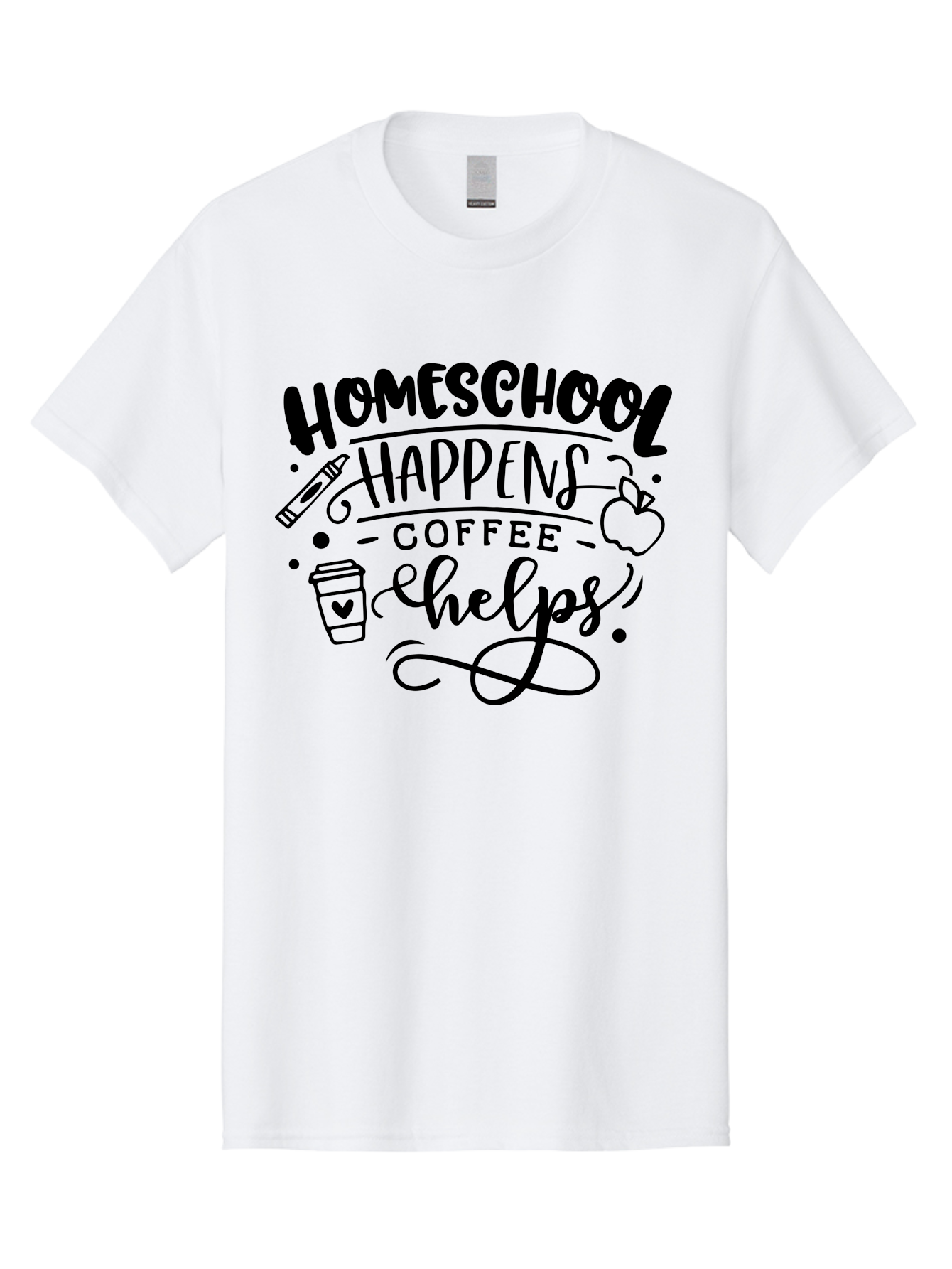 Homeschool-Happens-Coffee-Helps-1 Men'S Graphic Tee, 100% Cotton, Comfortable Casual Summer Wear, Machine Washable, Homeschooling, Coffee Culture, Educational Quotes, Inspirational Sayings, Homeschool Parents, Coffee Lovers, Funny Quotes, Aab340
