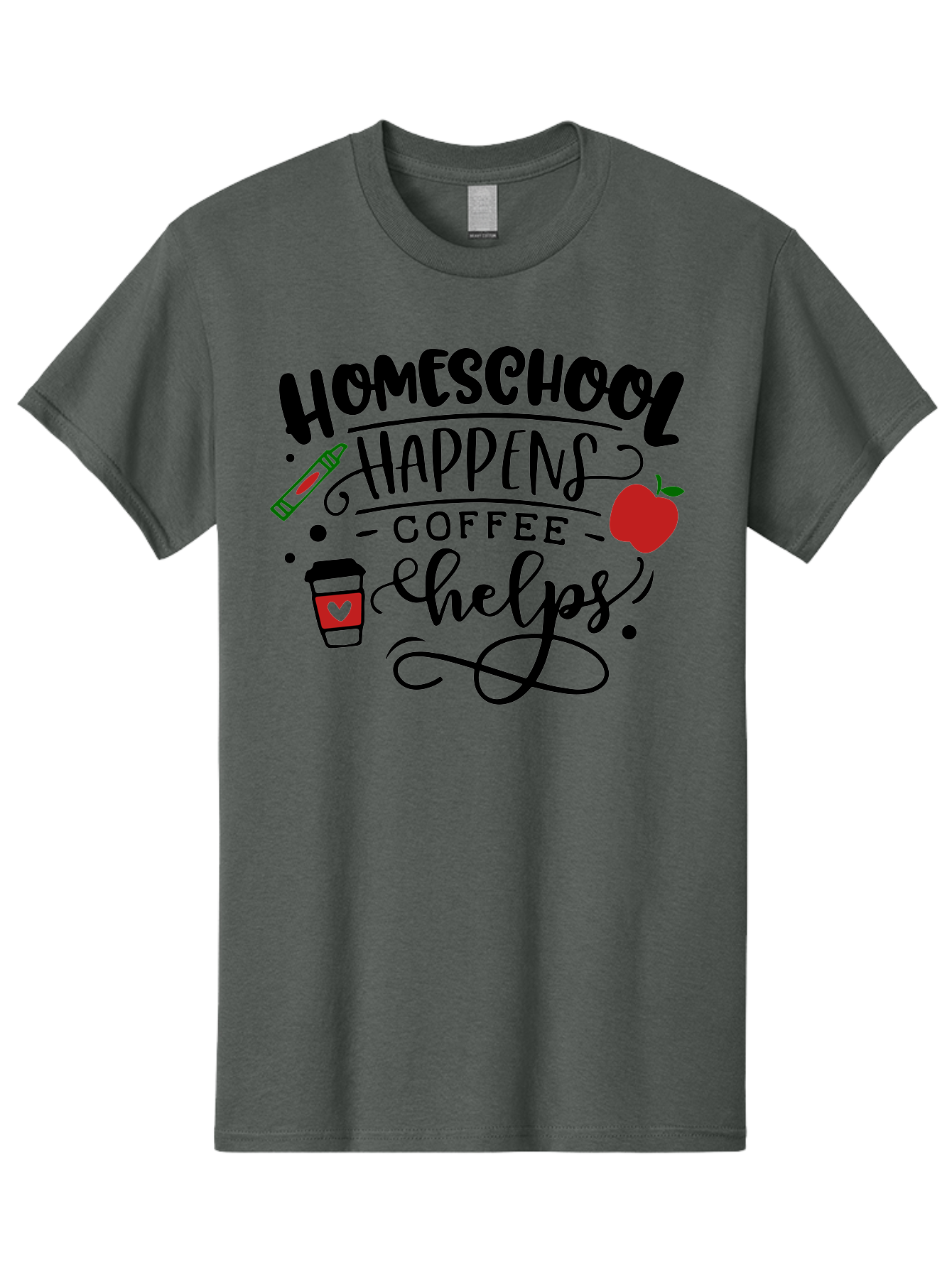 Homeschool-Happens-Coffee-Helps Men'S Graphic Tee, 100% Cotton, Comfortable Casual Summer Wear, Machine Washable, Homeschool, Coffee Lover, Homeschooling, Coffee Fuel, Education, Teaching, Learning, Coffee Break, Homeschool Mom, Funny Quote Aab341