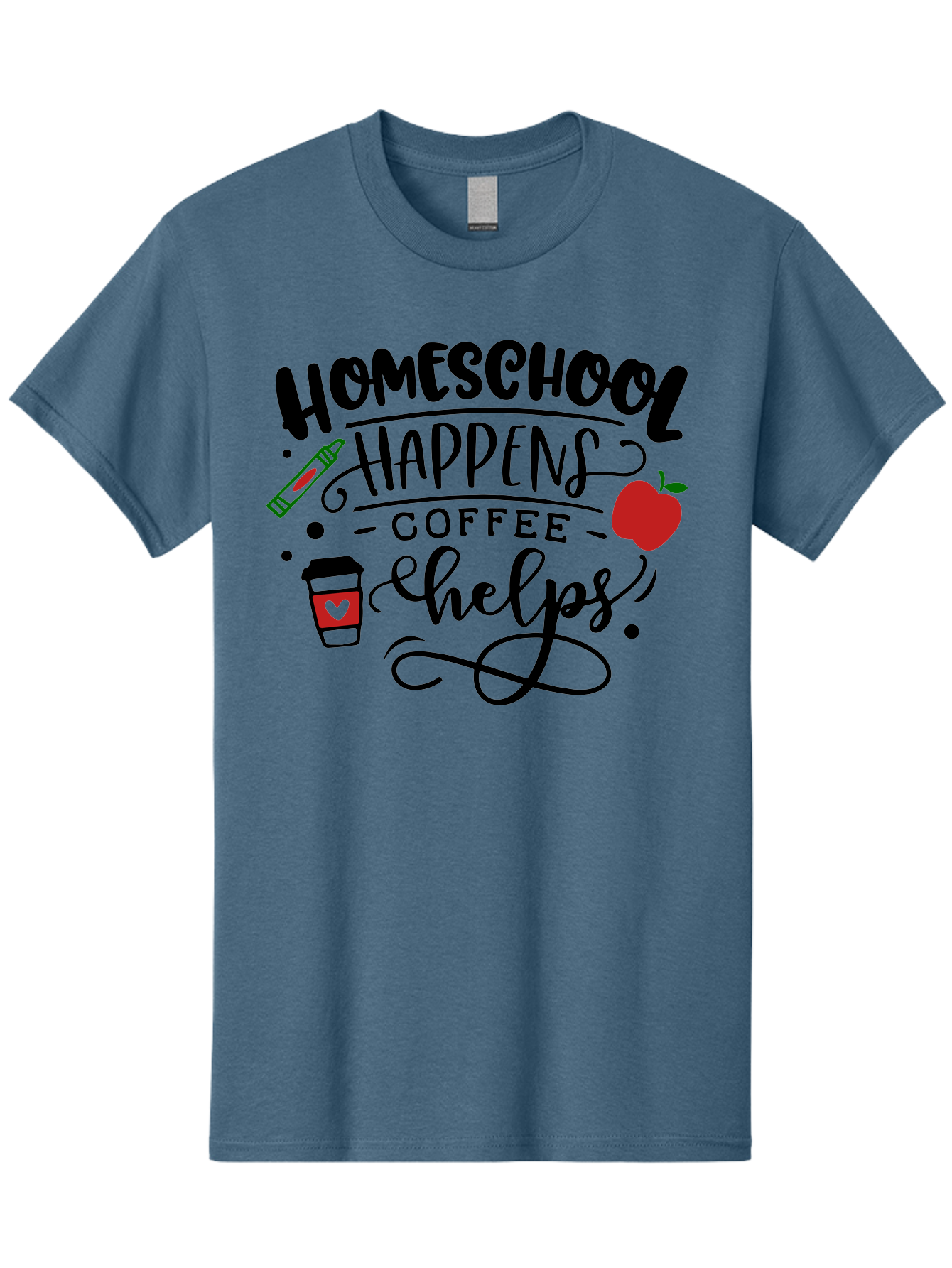 Homeschool-Happens-Coffee-Helps Men'S Graphic Tee, 100% Cotton, Comfortable Casual Summer Wear, Machine Washable, Homeschool, Coffee Lover, Homeschooling, Coffee Fuel, Education, Teaching, Learning, Coffee Break, Homeschool Mom, Funny Quote Aab341