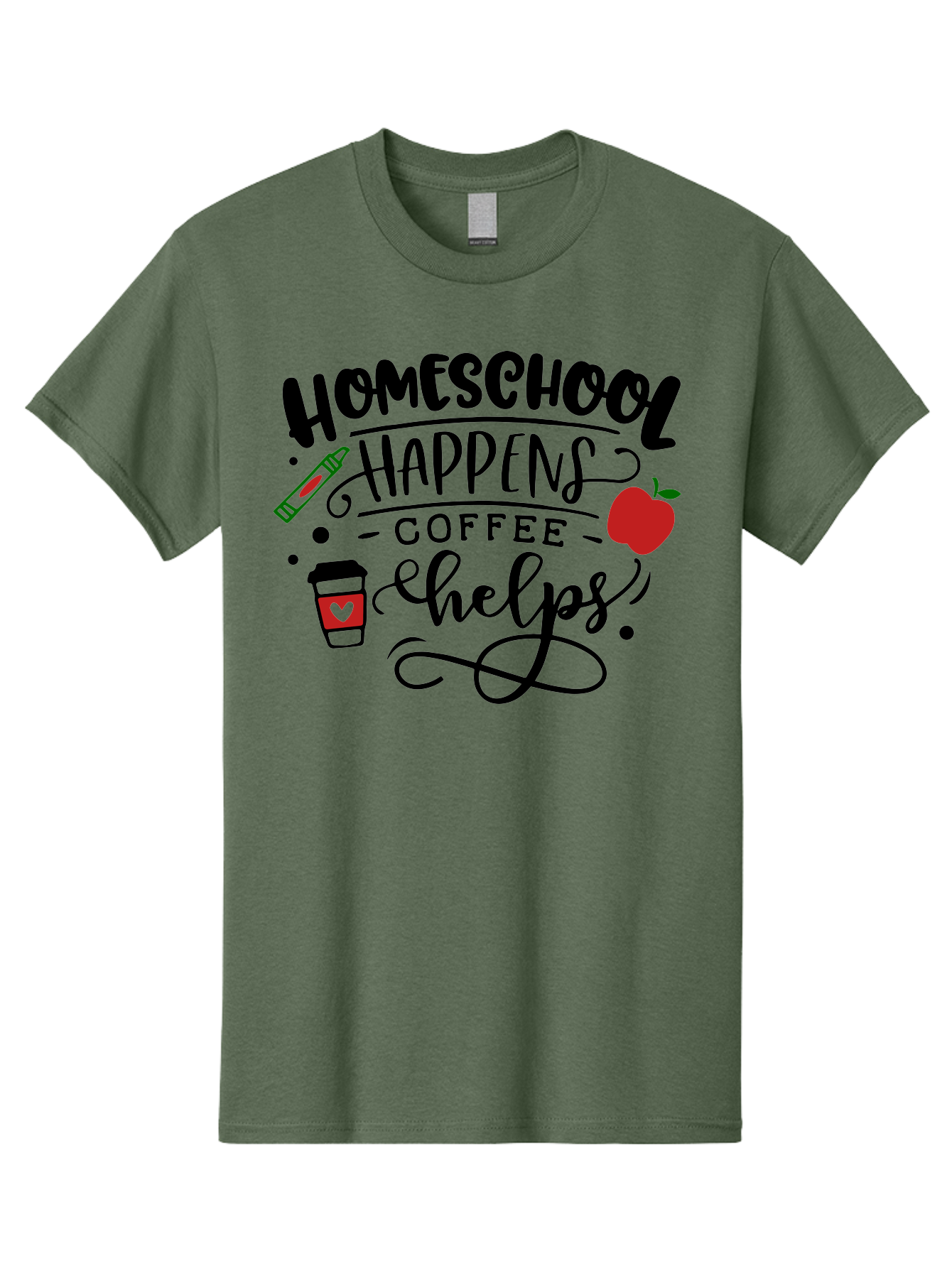 Homeschool-Happens-Coffee-Helps Men'S Graphic Tee, 100% Cotton, Comfortable Casual Summer Wear, Machine Washable, Homeschool, Coffee Lover, Homeschooling, Coffee Fuel, Education, Teaching, Learning, Coffee Break, Homeschool Mom, Funny Quote Aab341