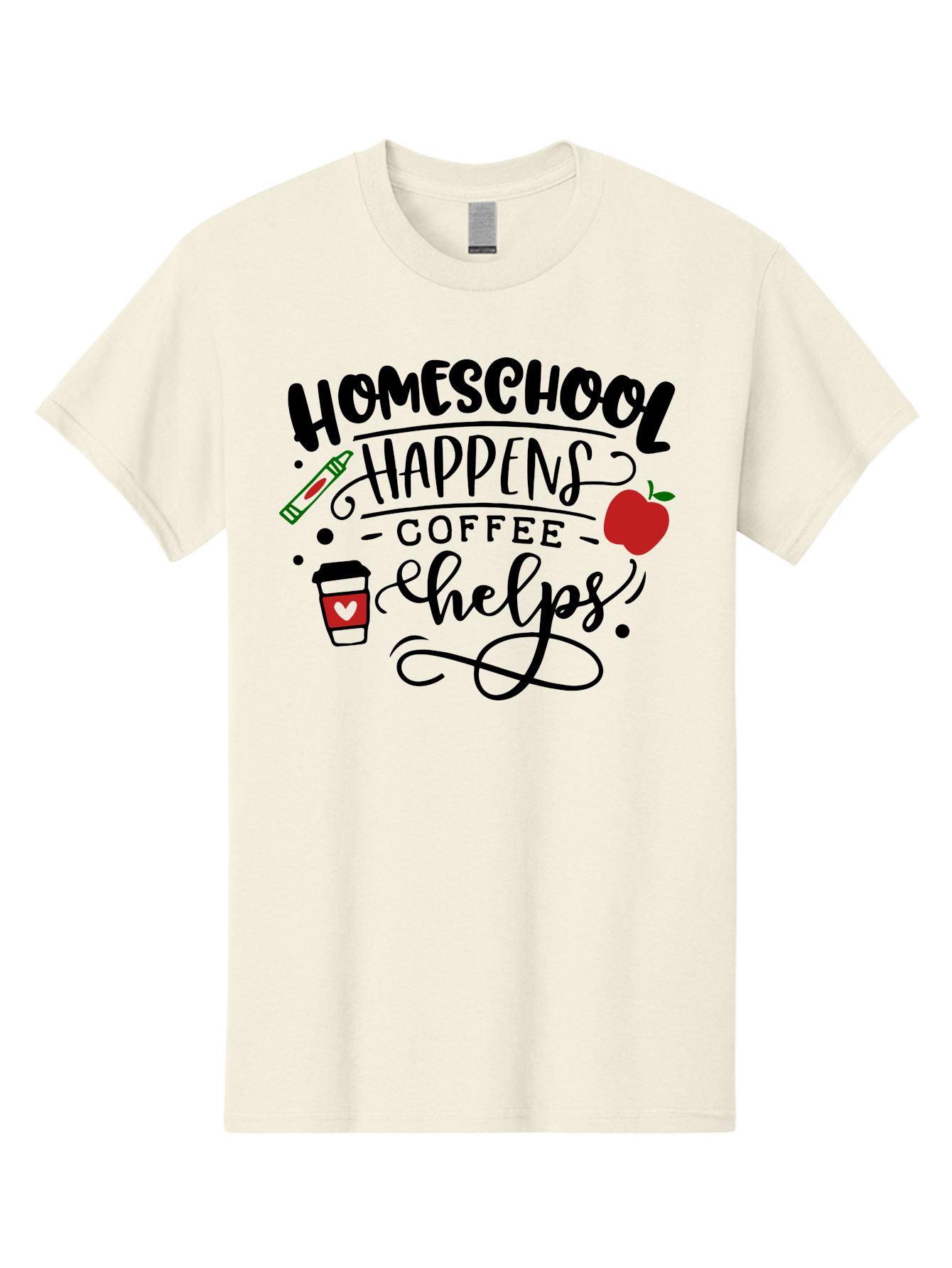 Homeschool-Happens-Coffee-Helps Men'S Graphic Tee, 100% Cotton, Comfortable Casual Summer Wear, Machine Washable, Homeschool, Coffee Lover, Homeschooling, Coffee Fuel, Education, Teaching, Learning, Coffee Break, Homeschool Mom, Funny Quote Aab341