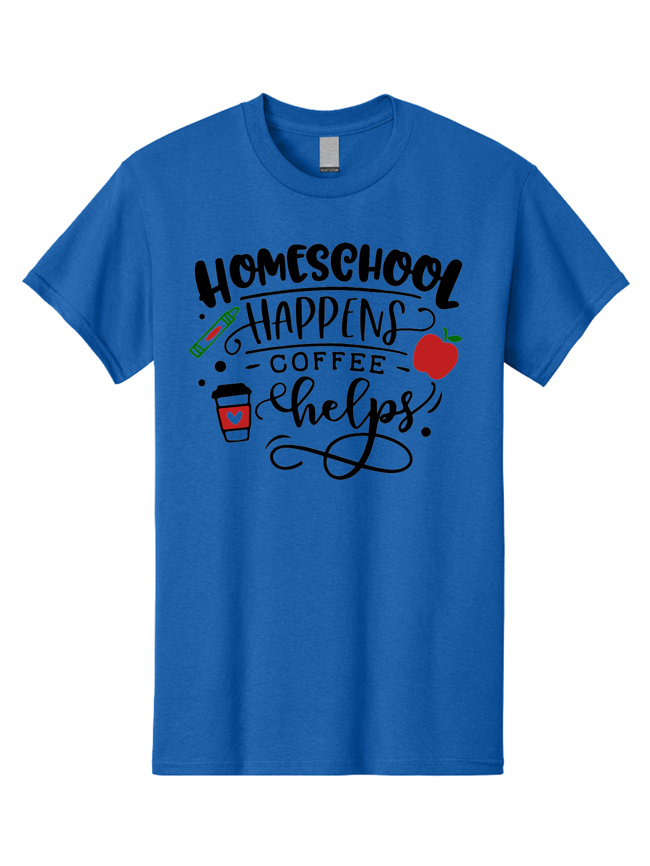 Homeschool-Happens-Coffee-Helps Men'S Graphic Tee, 100% Cotton, Comfortable Casual Summer Wear, Machine Washable, Homeschool, Coffee Lover, Homeschooling, Coffee Fuel, Education, Teaching, Learning, Coffee Break, Homeschool Mom, Funny Quote Aab341