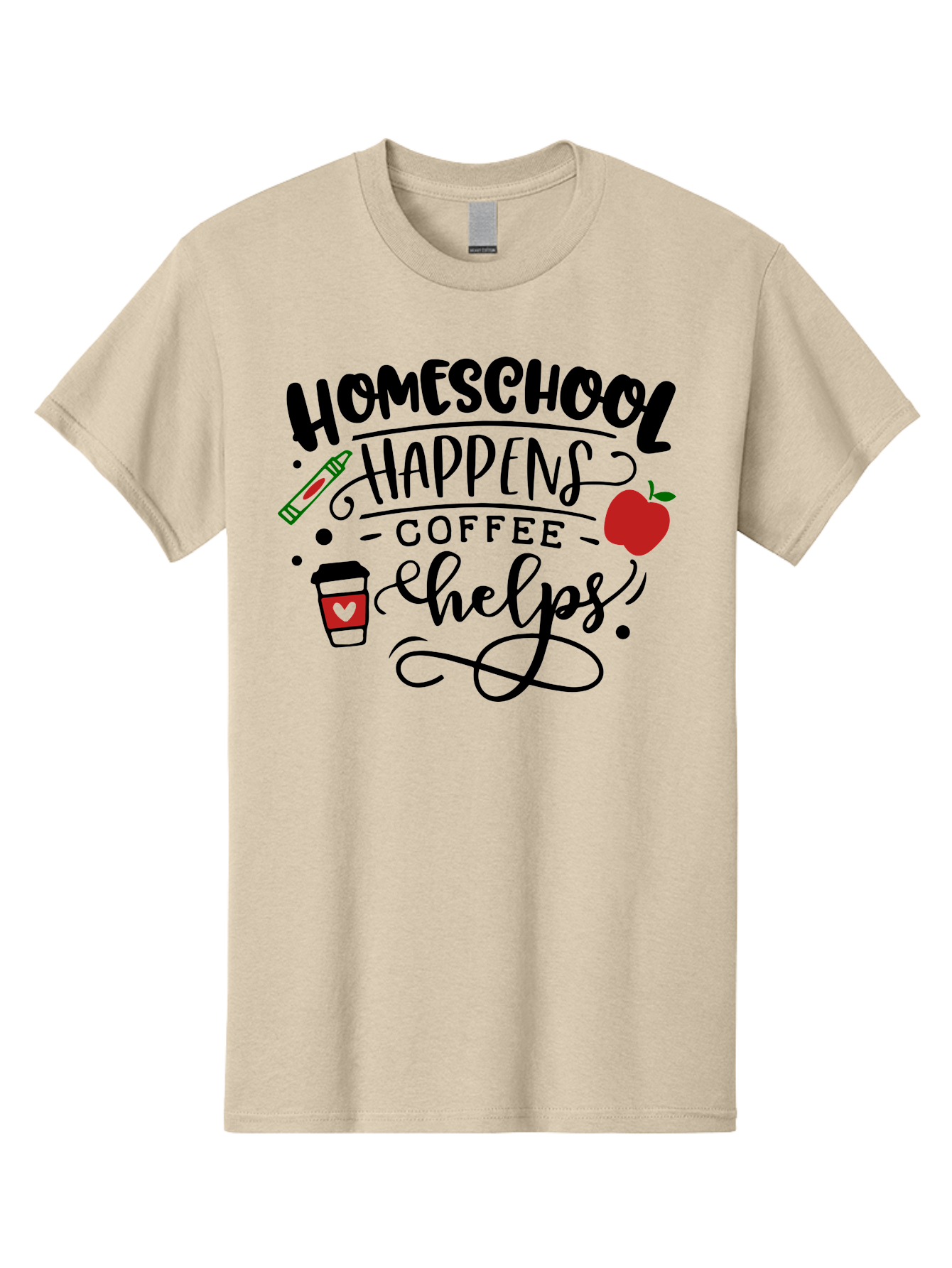 Homeschool-Happens-Coffee-Helps Men'S Graphic Tee, 100% Cotton, Comfortable Casual Summer Wear, Machine Washable, Homeschool, Coffee Lover, Homeschooling, Coffee Fuel, Education, Teaching, Learning, Coffee Break, Homeschool Mom, Funny Quote Aab341