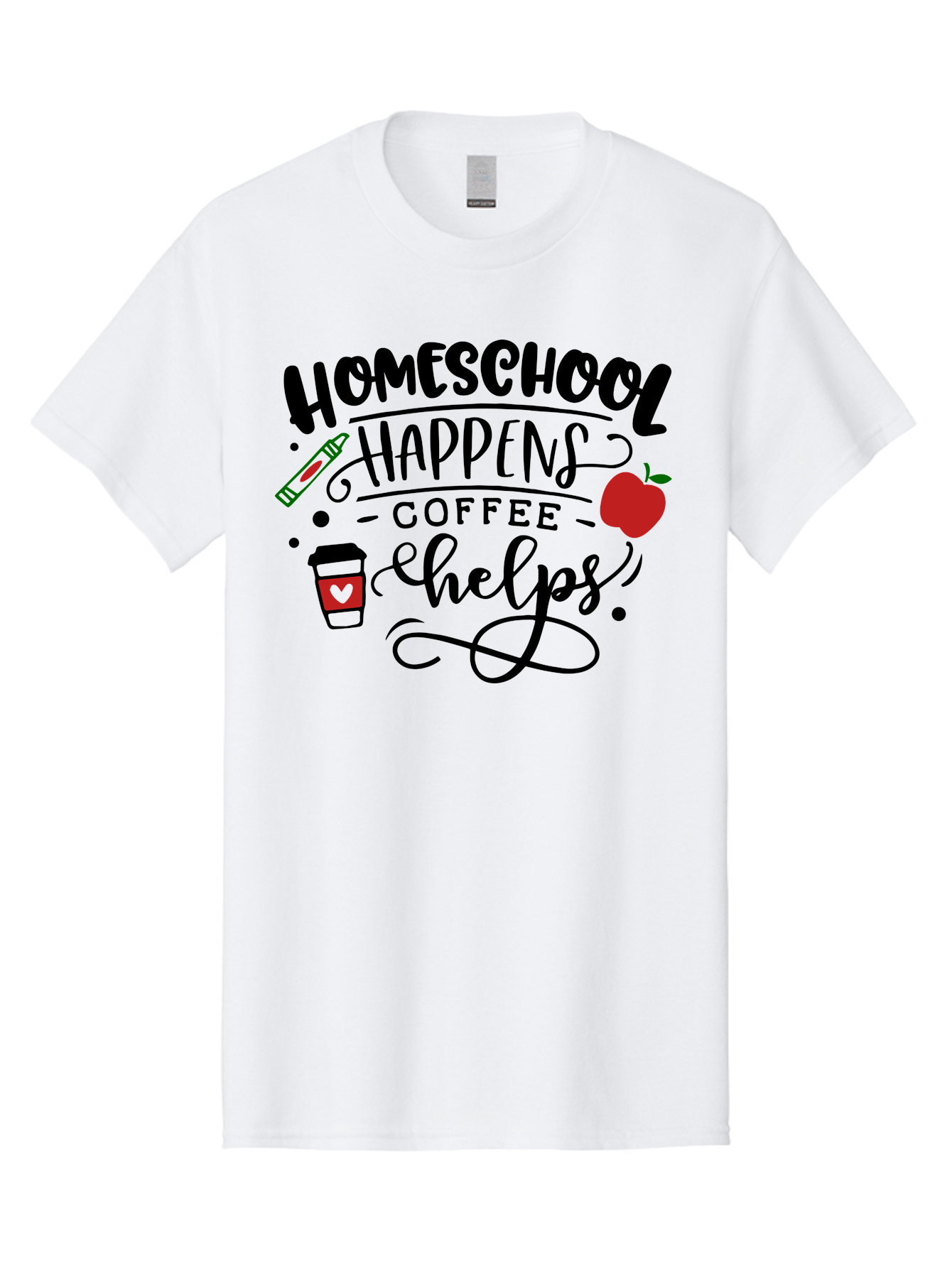 Homeschool-Happens-Coffee-Helps Men'S Graphic Tee, 100% Cotton, Comfortable Casual Summer Wear, Machine Washable, Homeschool, Coffee Lover, Homeschooling, Coffee Fuel, Education, Teaching, Learning, Coffee Break, Homeschool Mom, Funny Quote Aab341