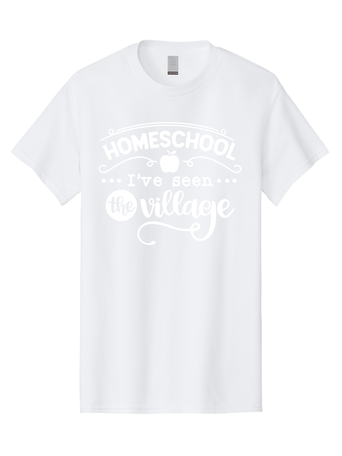 Homeschool-I-Ve-Seen-The-Village-1 Men'S Graphic Tee, 100% Cotton, Comfortable Casual Summer Wear, Machine Washable, Homeschool, Village, Inspirational Quote, Apple Symbol, Education, Learning, Alternative Schooling, Personalized Learning, Aab342