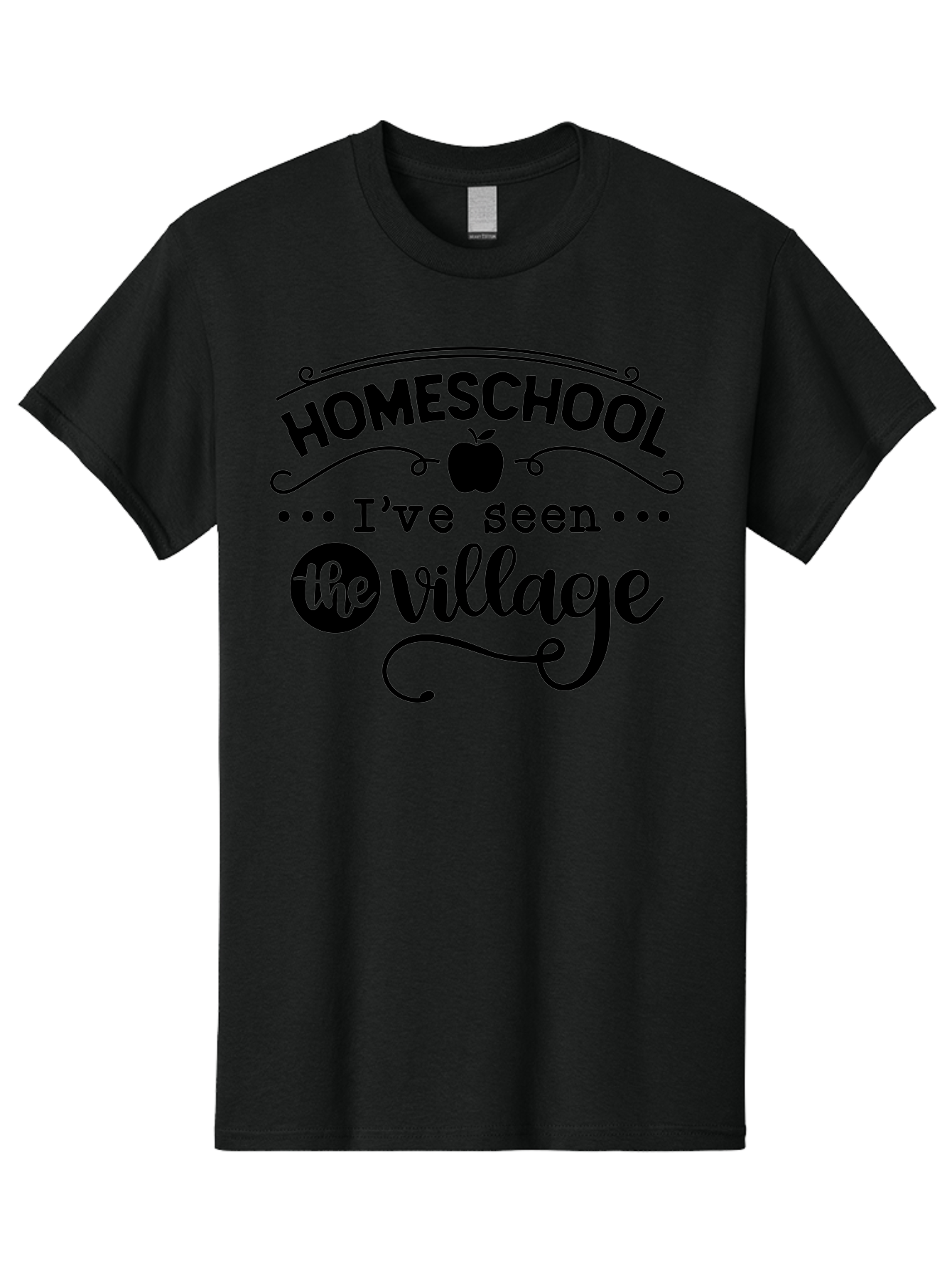 Homeschool-I-Ve-Seen-The-Village Men'S Graphic Tee, 100% Cotton, Comfortable Casual Summer Wear, Machine Washable, Homeschool Design, Funny Quote, Village Humor, Homeschooling Parents, Sarcastic T-Shirt, Apple Graphic, Inspirational Quote, Aab345