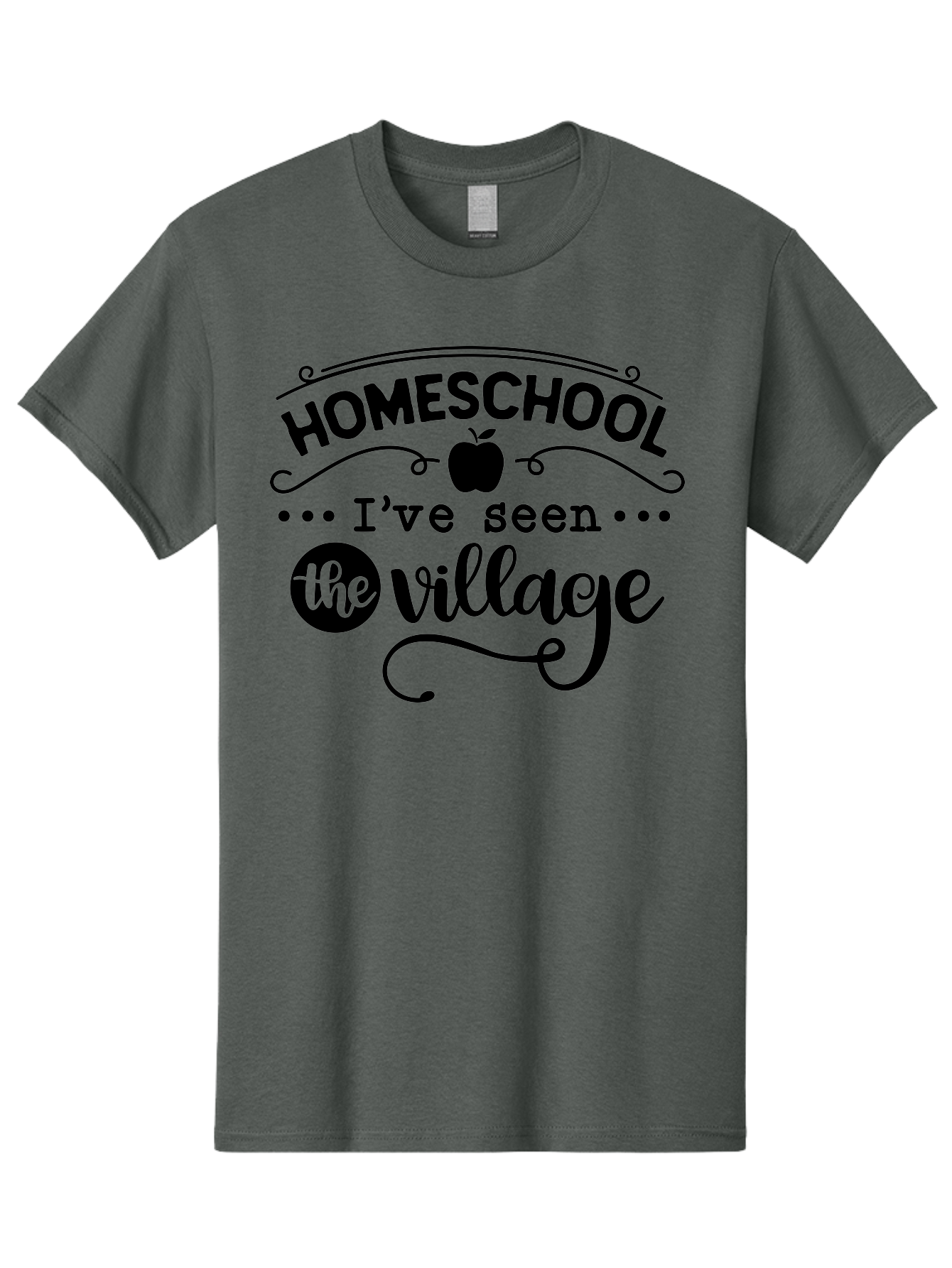 Homeschool-I-Ve-Seen-The-Village Men'S Graphic Tee, 100% Cotton, Comfortable Casual Summer Wear, Machine Washable, Homeschool Design, Funny Quote, Village Humor, Homeschooling Parents, Sarcastic T-Shirt, Apple Graphic, Inspirational Quote, Aab345