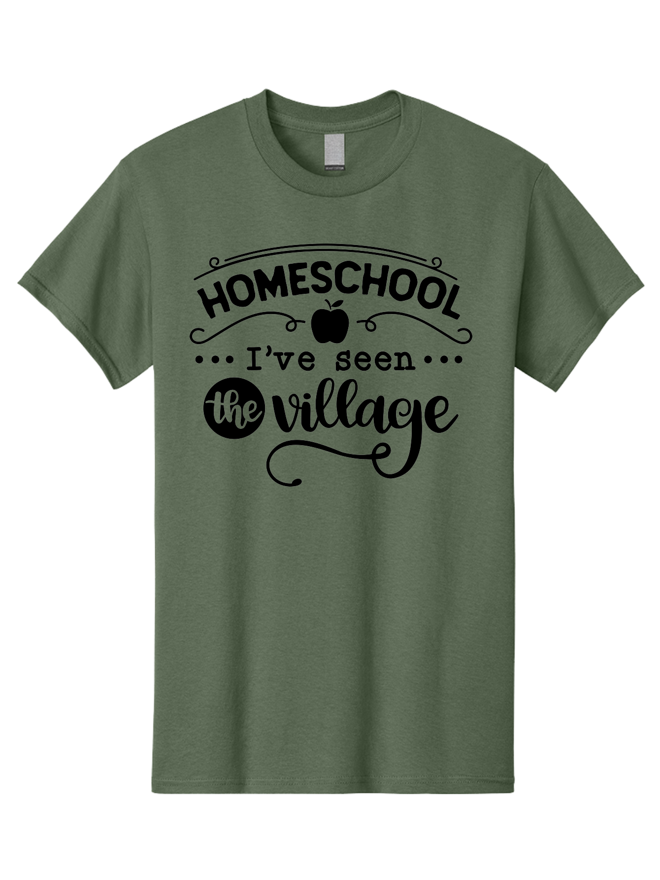 Homeschool-I-Ve-Seen-The-Village Men'S Graphic Tee, 100% Cotton, Comfortable Casual Summer Wear, Machine Washable, Homeschool Design, Funny Quote, Village Humor, Homeschooling Parents, Sarcastic T-Shirt, Apple Graphic, Inspirational Quote, Aab345