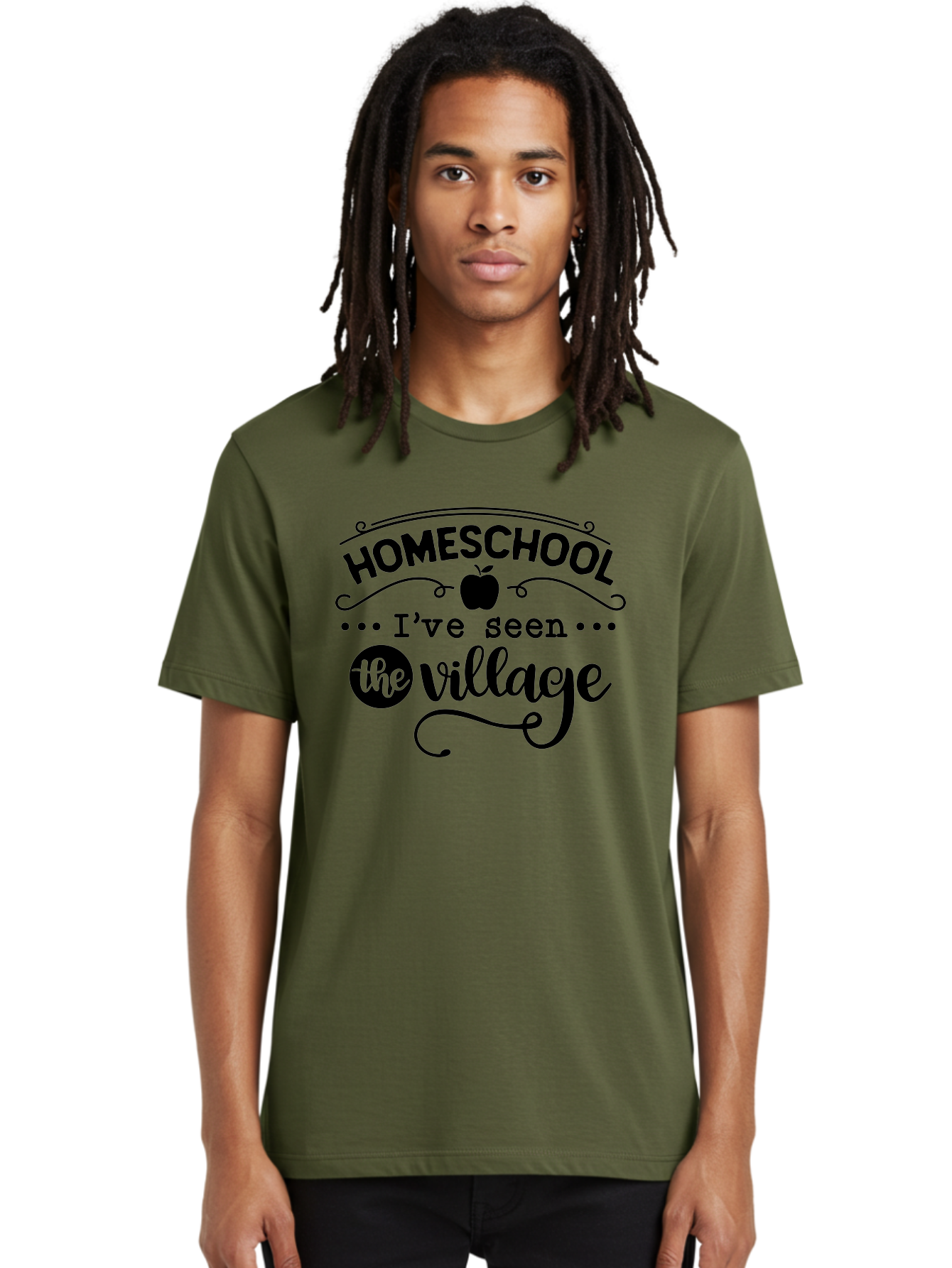 Homeschool-I-Ve-Seen-The-Village Men'S Graphic Tee, 100% Cotton, Comfortable Casual Summer Wear, Machine Washable, Homeschool Design, Funny Quote, Village Humor, Homeschooling Parents, Sarcastic T-Shirt, Apple Graphic, Inspirational Quote, Aab345