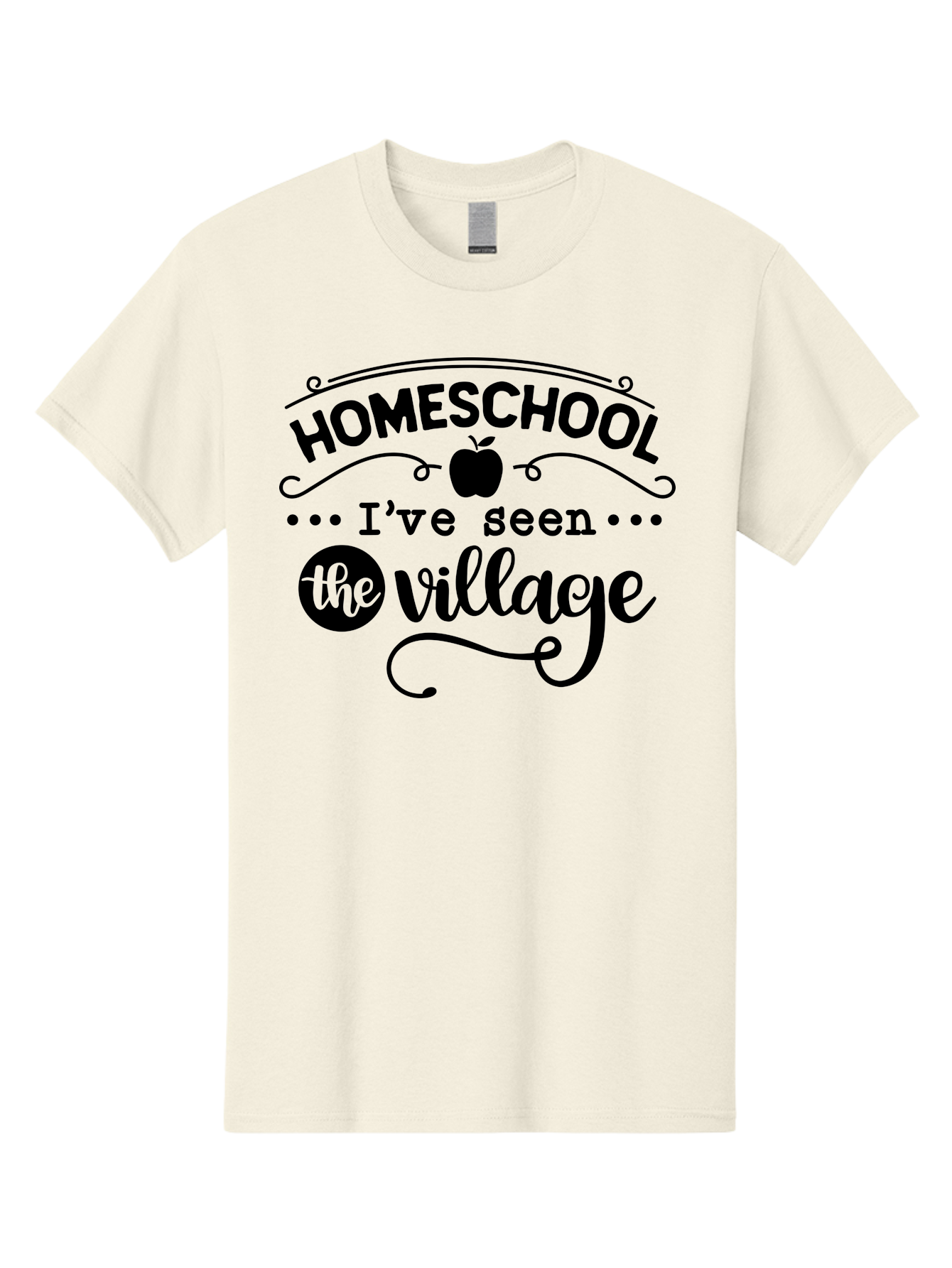 Homeschool-I-Ve-Seen-The-Village Men'S Graphic Tee, 100% Cotton, Comfortable Casual Summer Wear, Machine Washable, Homeschool Design, Funny Quote, Village Humor, Homeschooling Parents, Sarcastic T-Shirt, Apple Graphic, Inspirational Quote, Aab345
