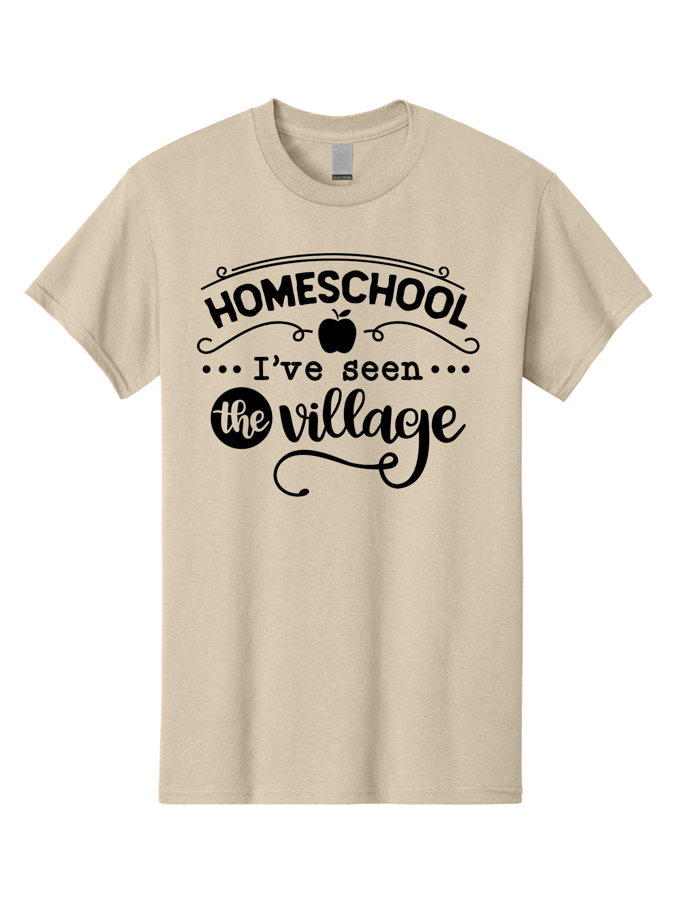 Homeschool-I-Ve-Seen-The-Village Men'S Graphic Tee, 100% Cotton, Comfortable Casual Summer Wear, Machine Washable, Homeschool Design, Funny Quote, Village Humor, Homeschooling Parents, Sarcastic T-Shirt, Apple Graphic, Inspirational Quote, Aab345