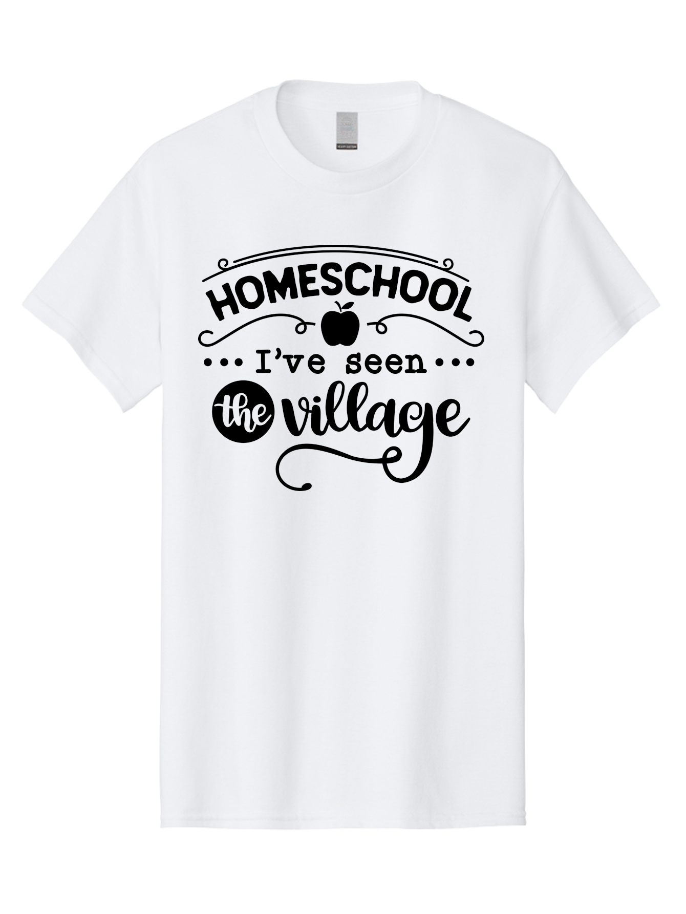 Homeschool-I-Ve-Seen-The-Village Men'S Graphic Tee, 100% Cotton, Comfortable Casual Summer Wear, Machine Washable, Homeschool Design, Funny Quote, Village Humor, Homeschooling Parents, Sarcastic T-Shirt, Apple Graphic, Inspirational Quote, Aab345