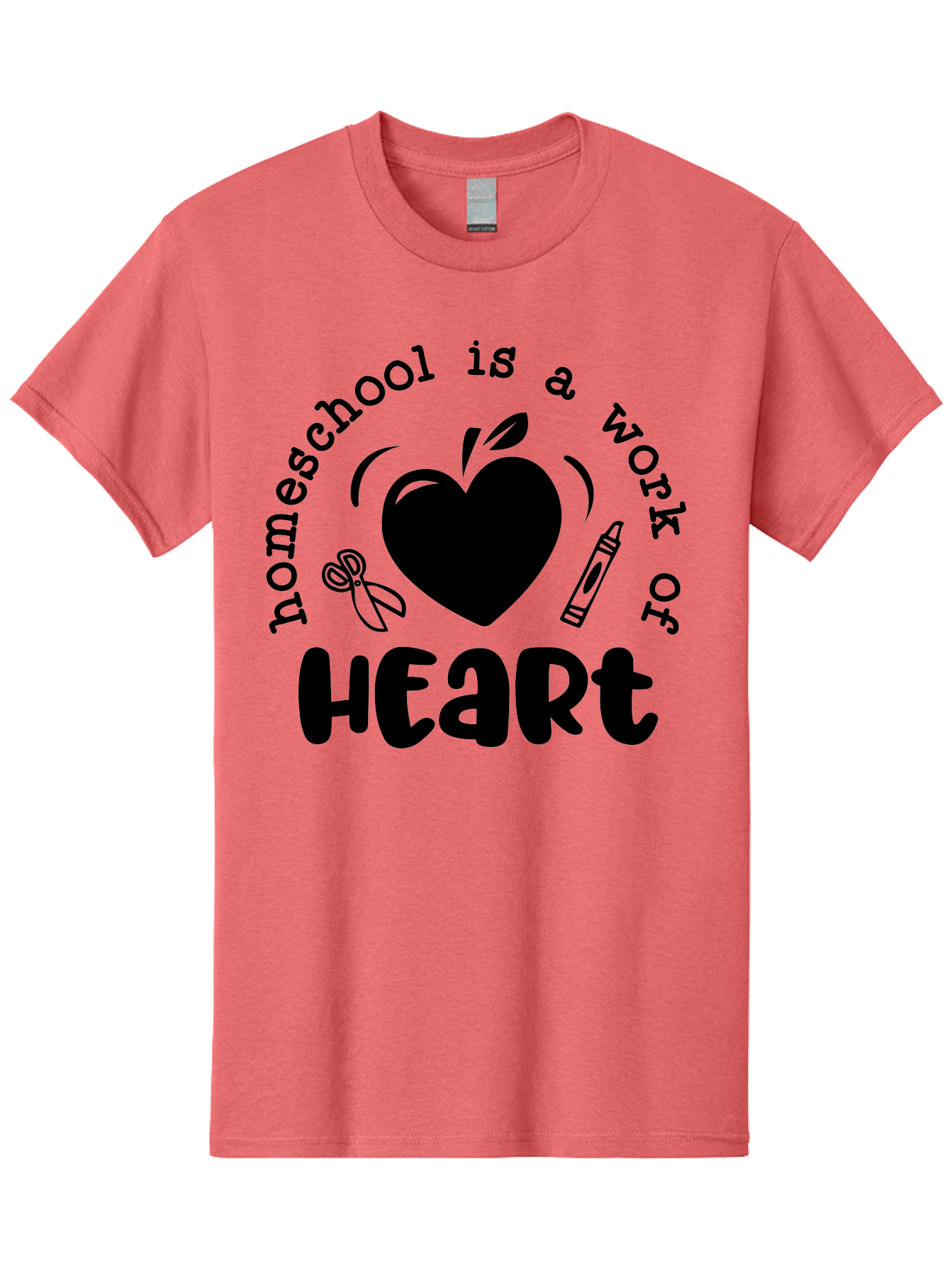 Homeschool-Is-A-Work-Of-Heart-3 Men'S Graphic Tee, 100% Cotton, Comfortable Casual Summer Wear, Machine Washable, Homeschooling, Home Education, Personalized Learning, Apple Symbol, Heart, Crayon, Creative Learning, Diy Education, Aab348