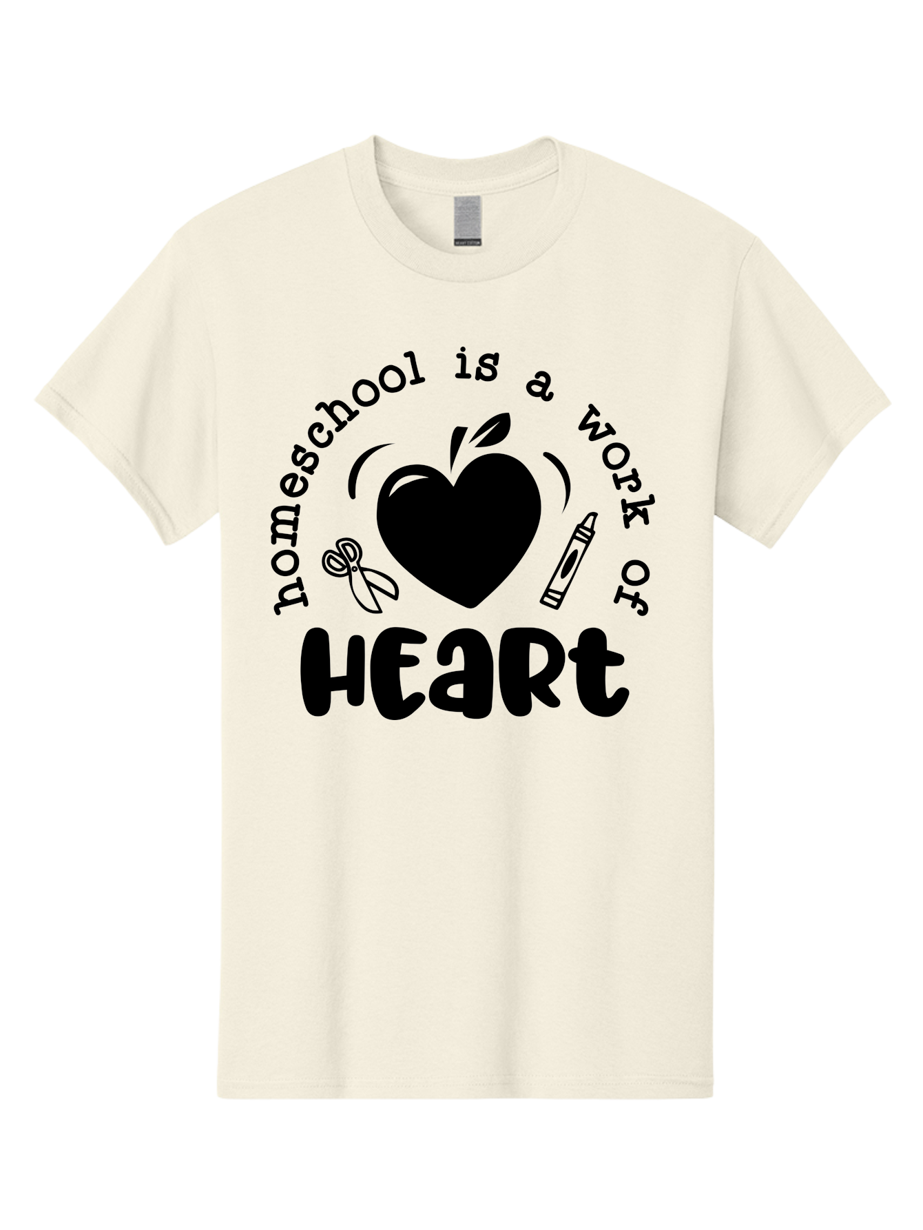 Homeschool-Is-A-Work-Of-Heart-3 Men'S Graphic Tee, 100% Cotton, Comfortable Casual Summer Wear, Machine Washable, Homeschooling, Home Education, Personalized Learning, Apple Symbol, Heart, Crayon, Creative Learning, Diy Education, Aab348