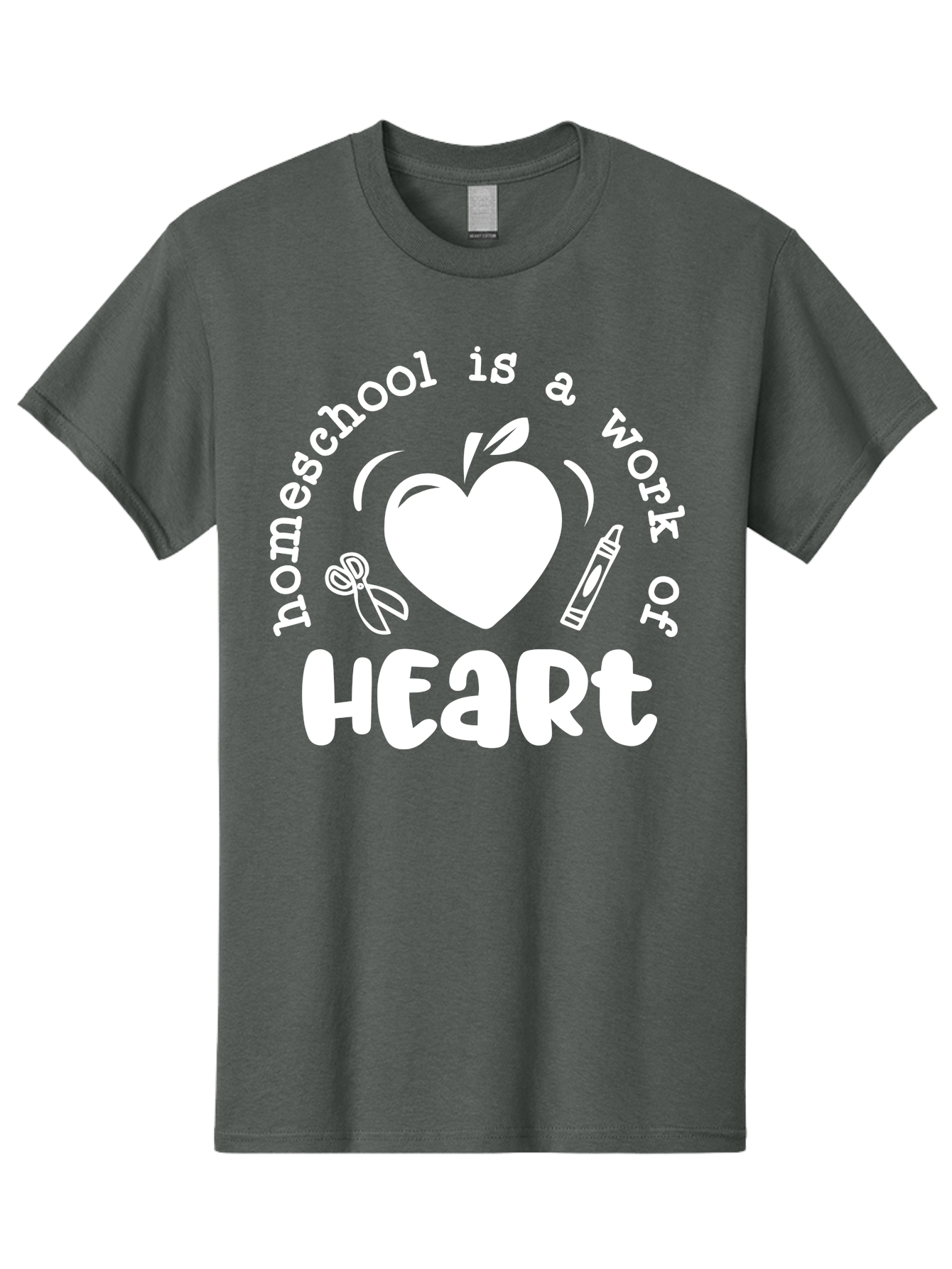 Homeschool-Is-A-Work-Of-Heart-4 Men'S Graphic Tee, 100% Cotton, Comfortable Casual Summer Wear, Machine Washable, Homeschooling Quote, Apple With Heart, Creative Education, Heartwarming Learning, Personalized Schooling, Aab349