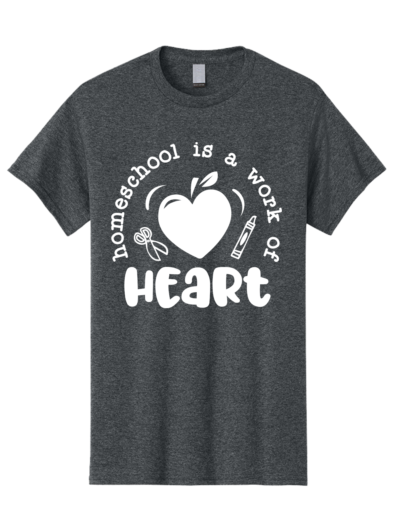 Homeschool-Is-A-Work-Of-Heart-4 Men'S Graphic Tee, 100% Cotton, Comfortable Casual Summer Wear, Machine Washable, Homeschooling Quote, Apple With Heart, Creative Education, Heartwarming Learning, Personalized Schooling, Aab349