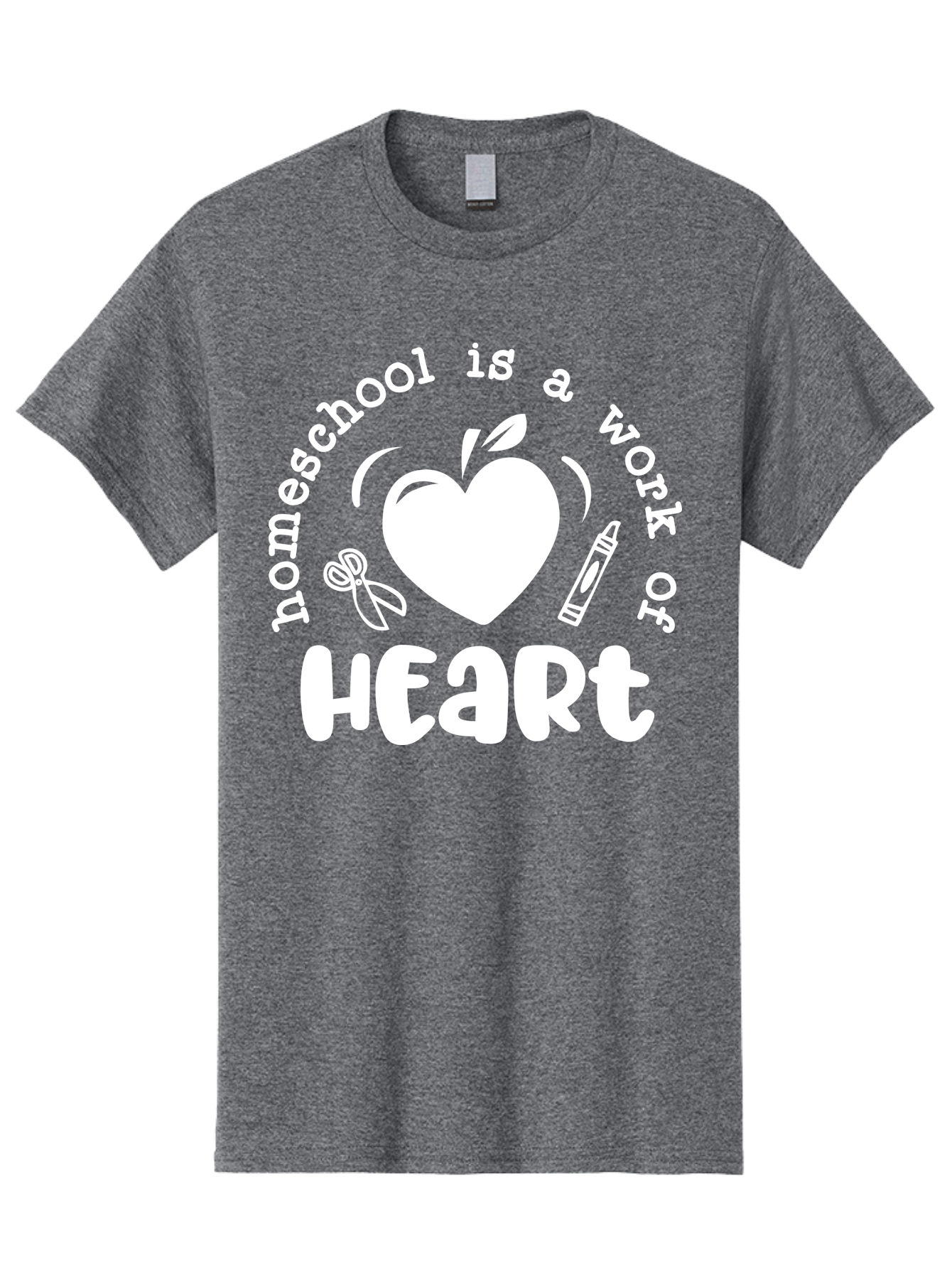 Homeschool-Is-A-Work-Of-Heart-4 Men'S Graphic Tee, 100% Cotton, Comfortable Casual Summer Wear, Machine Washable, Homeschooling Quote, Apple With Heart, Creative Education, Heartwarming Learning, Personalized Schooling, Aab349