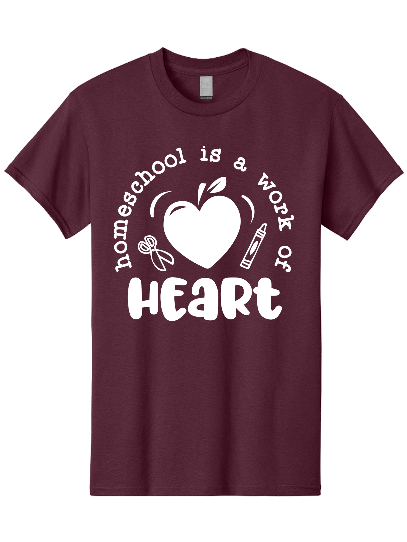 Homeschool-Is-A-Work-Of-Heart-4 Men'S Graphic Tee, 100% Cotton, Comfortable Casual Summer Wear, Machine Washable, Homeschooling Quote, Apple With Heart, Creative Education, Heartwarming Learning, Personalized Schooling, Aab349