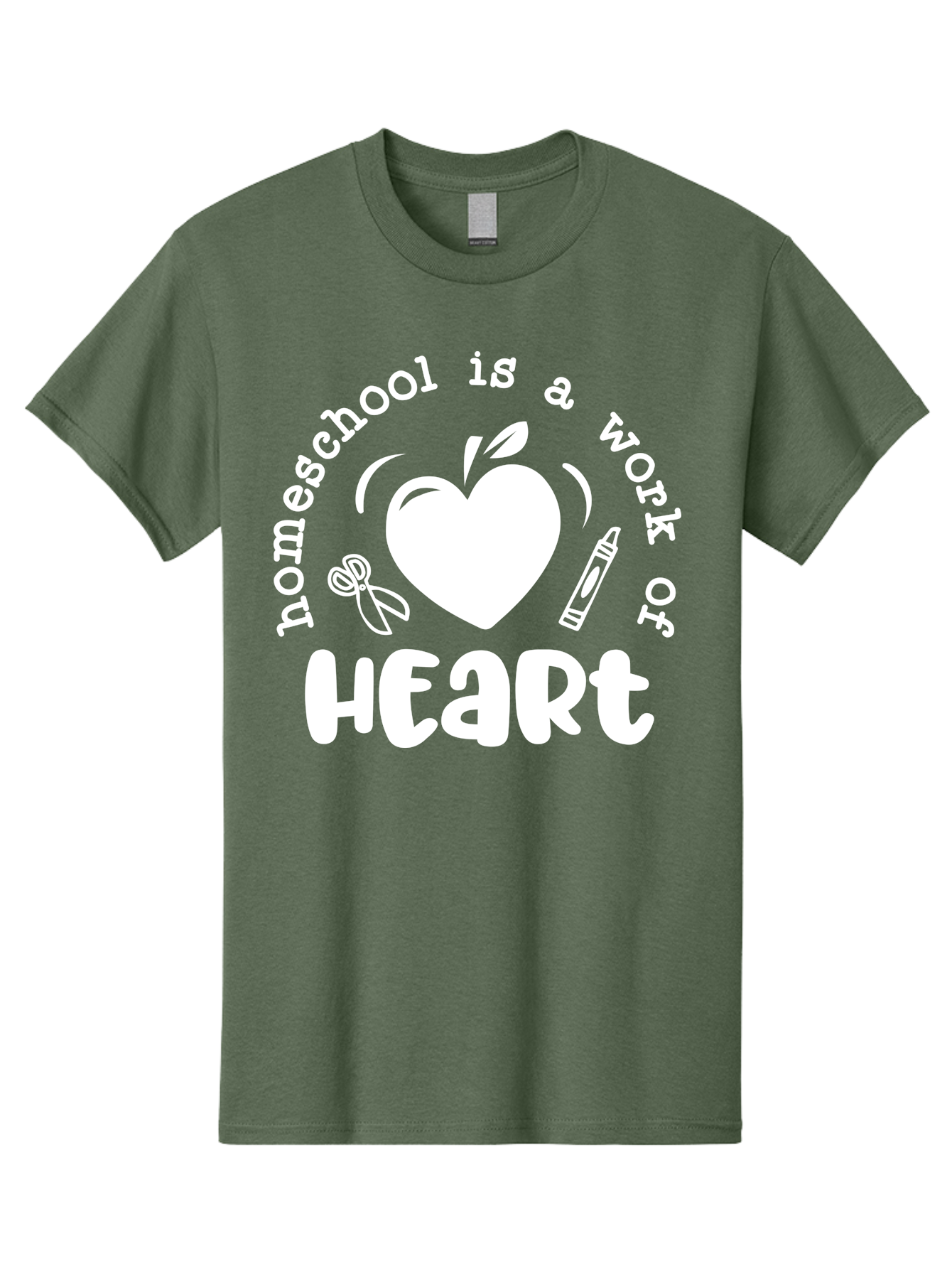Homeschool-Is-A-Work-Of-Heart-4 Men'S Graphic Tee, 100% Cotton, Comfortable Casual Summer Wear, Machine Washable, Homeschooling Quote, Apple With Heart, Creative Education, Heartwarming Learning, Personalized Schooling, Aab349