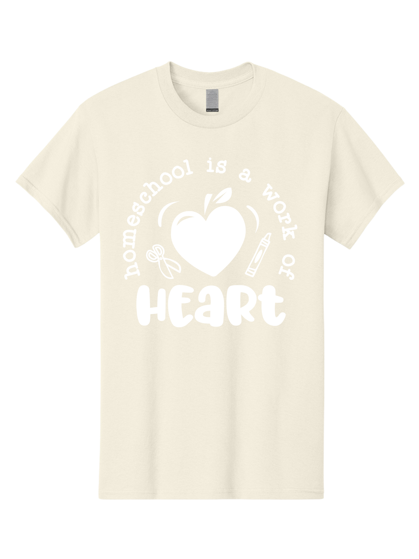 Homeschool-Is-A-Work-Of-Heart-4 Men'S Graphic Tee, 100% Cotton, Comfortable Casual Summer Wear, Machine Washable, Homeschooling Quote, Apple With Heart, Creative Education, Heartwarming Learning, Personalized Schooling, Aab349