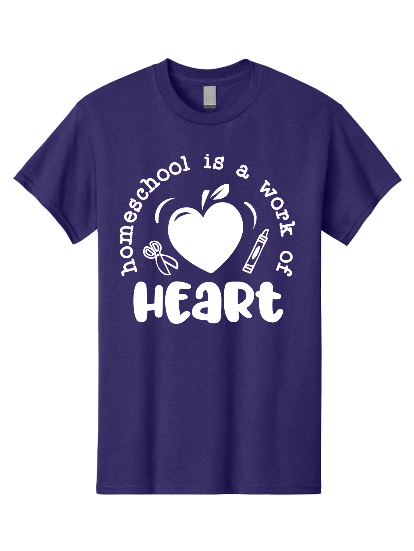 Homeschool-Is-A-Work-Of-Heart-4 Men'S Graphic Tee, 100% Cotton, Comfortable Casual Summer Wear, Machine Washable, Homeschooling Quote, Apple With Heart, Creative Education, Heartwarming Learning, Personalized Schooling, Aab349