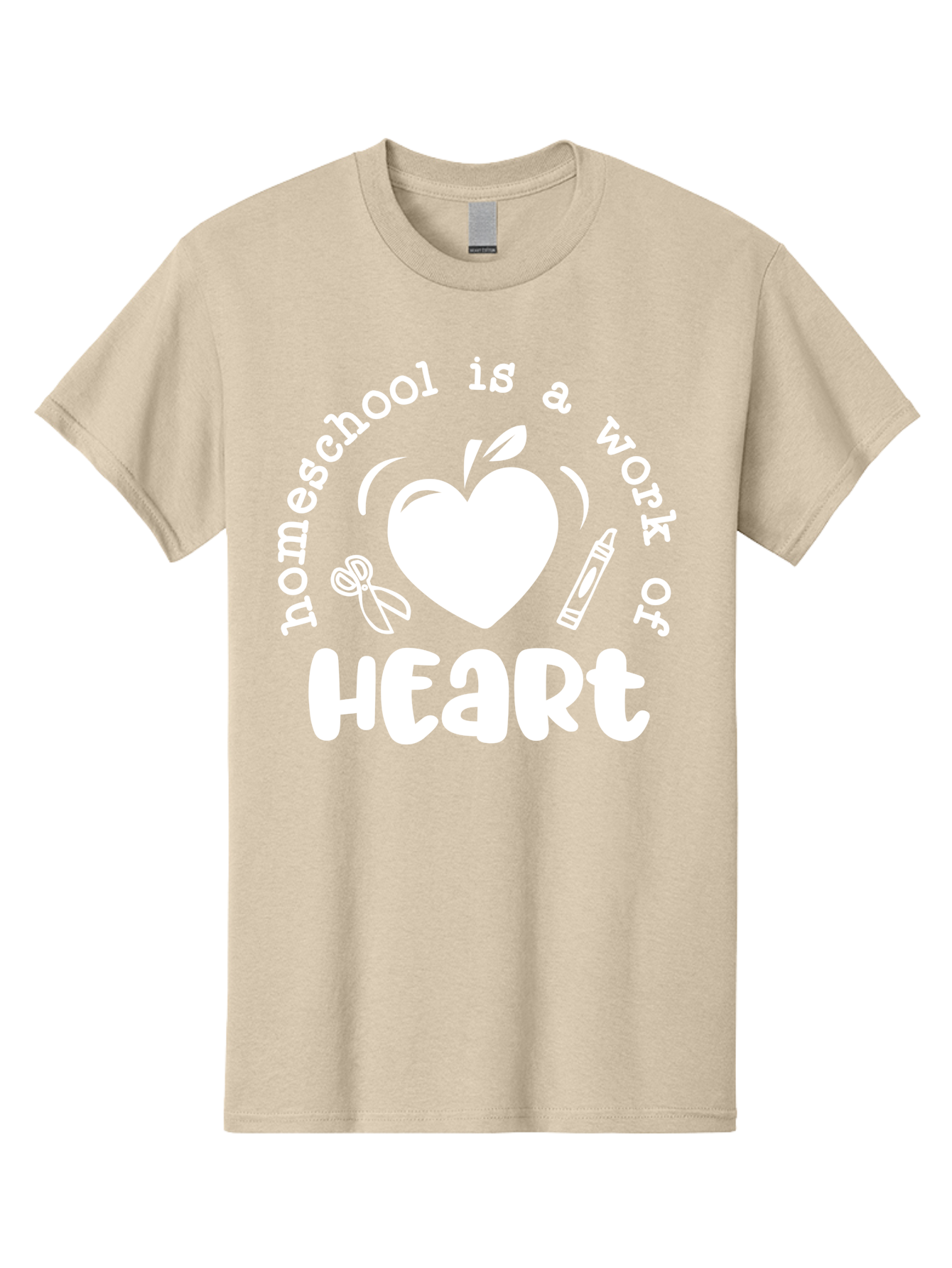 Homeschool-Is-A-Work-Of-Heart-4 Men'S Graphic Tee, 100% Cotton, Comfortable Casual Summer Wear, Machine Washable, Homeschooling Quote, Apple With Heart, Creative Education, Heartwarming Learning, Personalized Schooling, Aab349